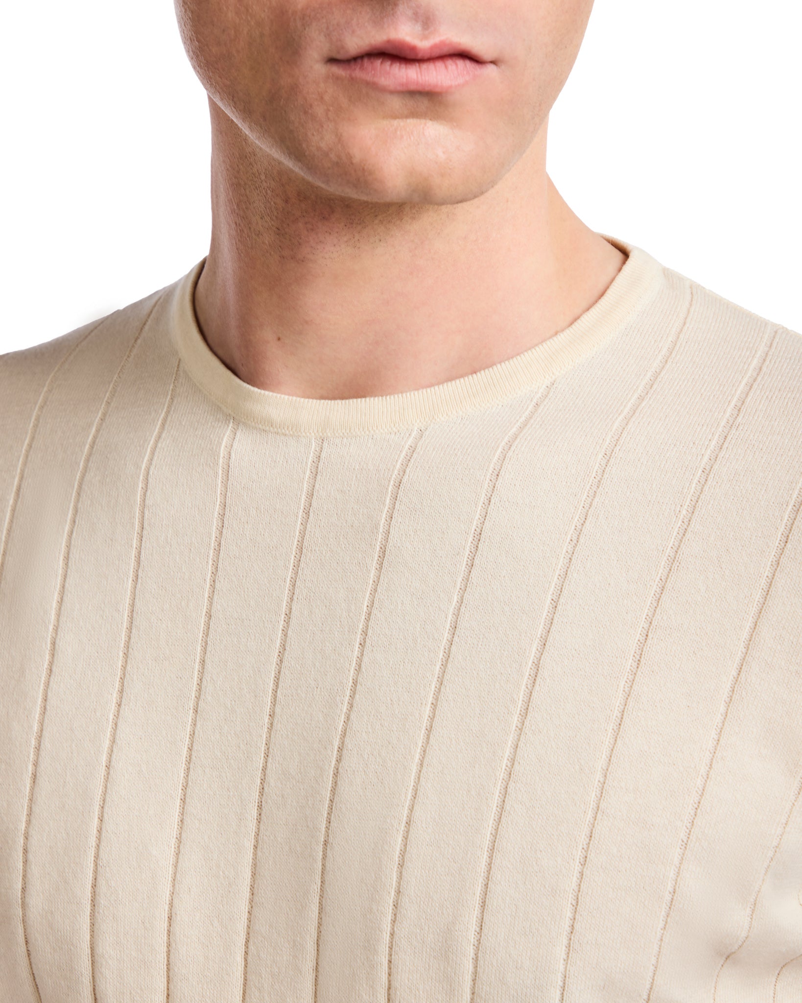 Camiseta Adriano de canalé en punto color crema