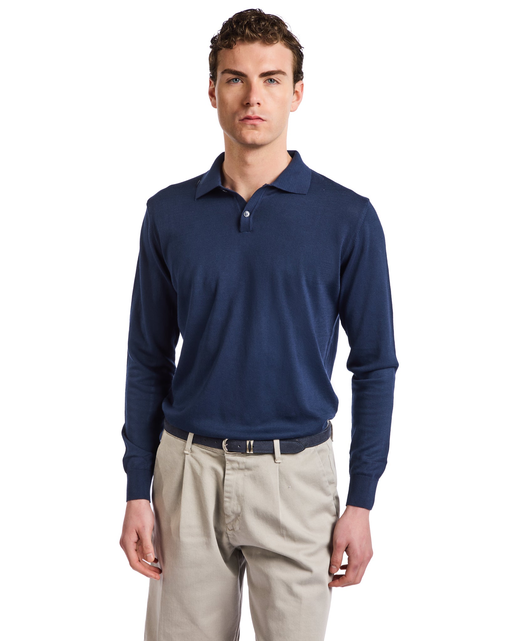 Andrey blue cotton polo shirt