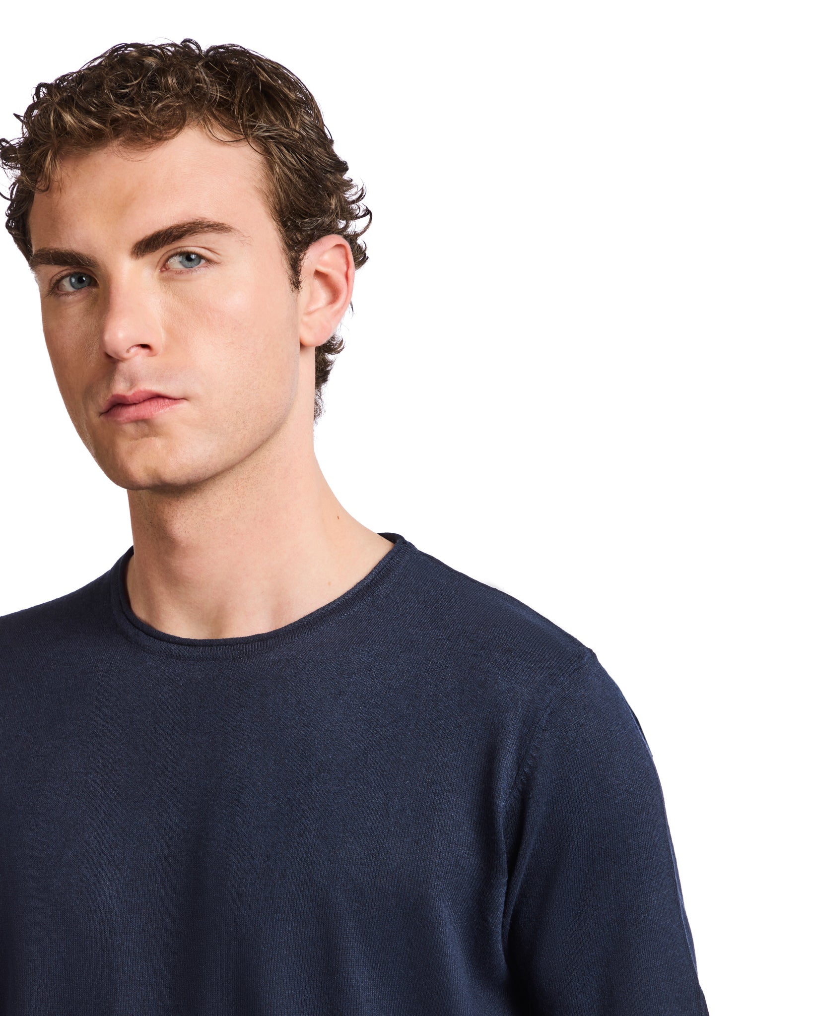 Camiseta Azur de lino y algodón azul