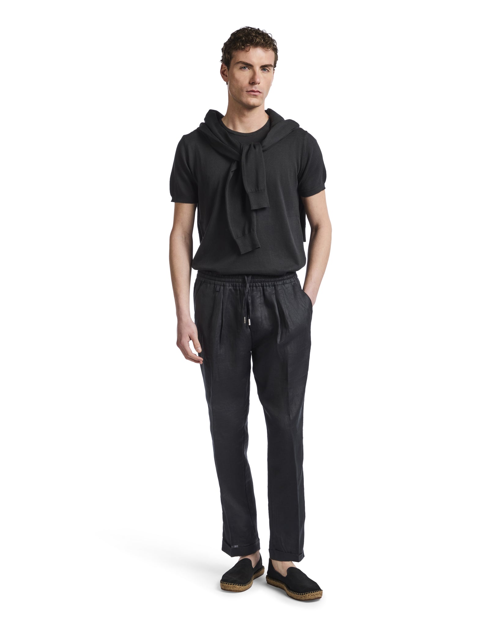 Cary trousers in pure black linen