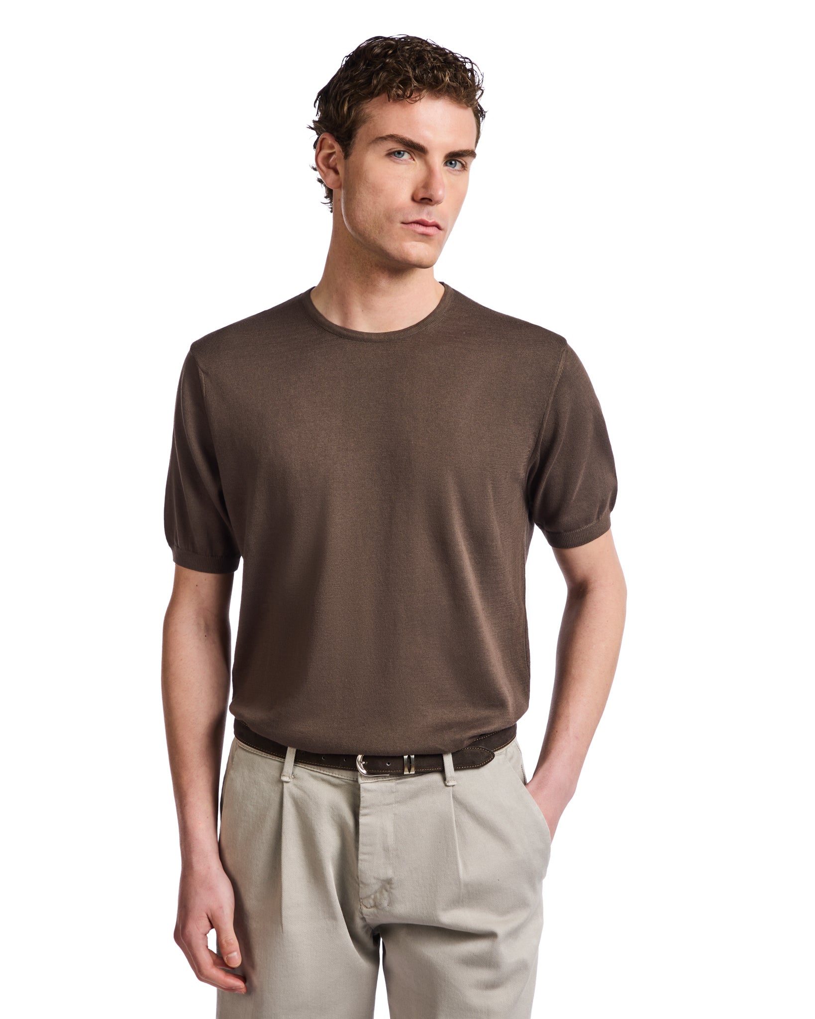 Camiseta Jannik de punto marrón