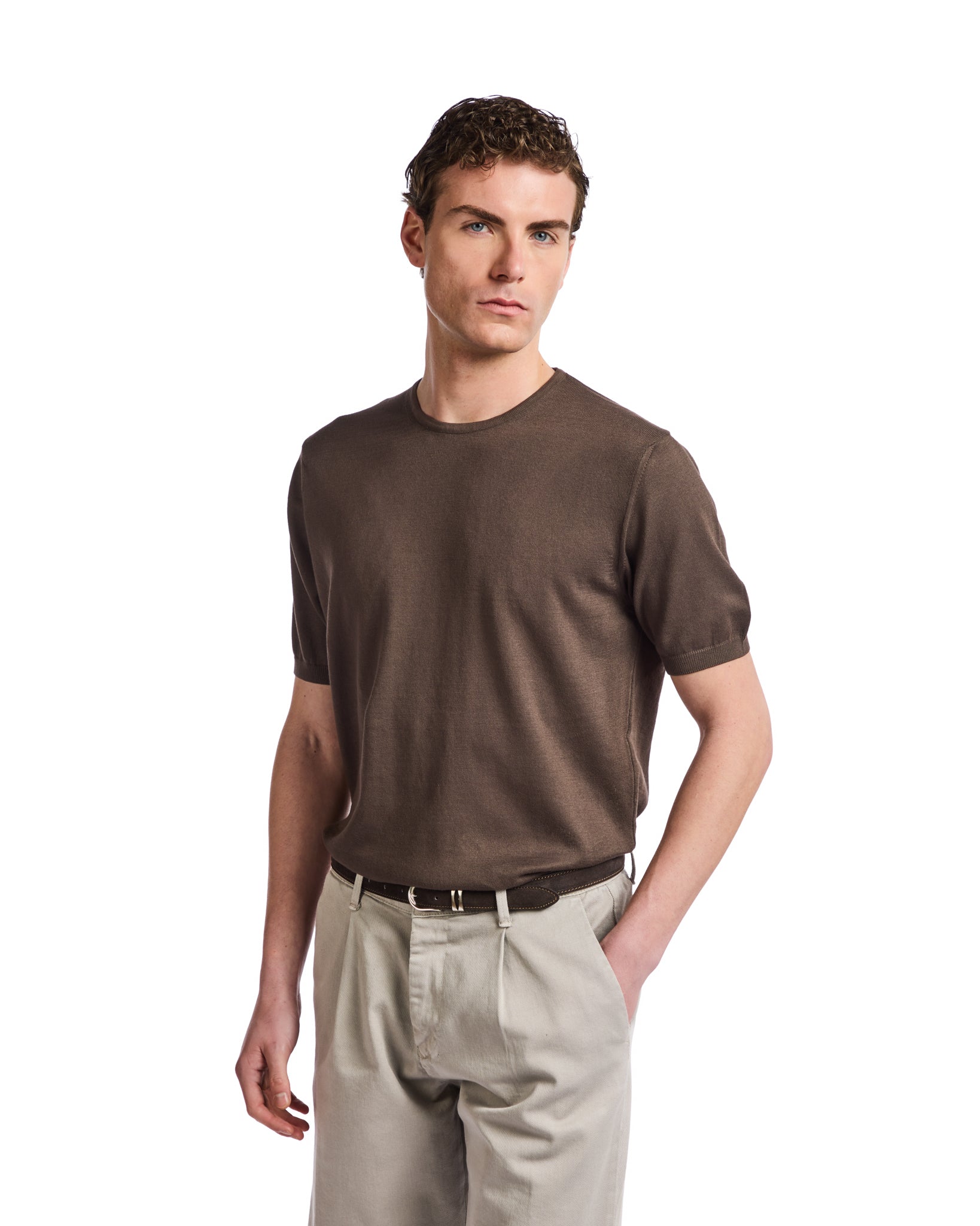 Camiseta Jannik de punto marrón