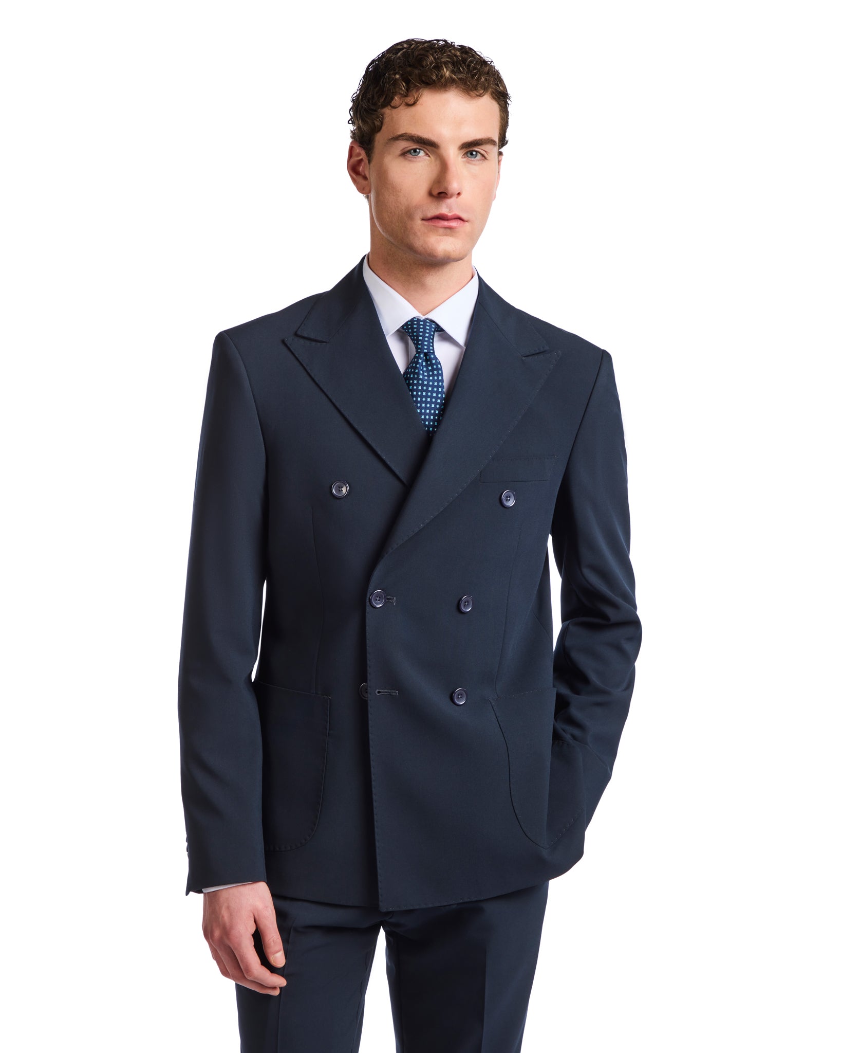 Traje Mónaco cruzado azul oscuro
