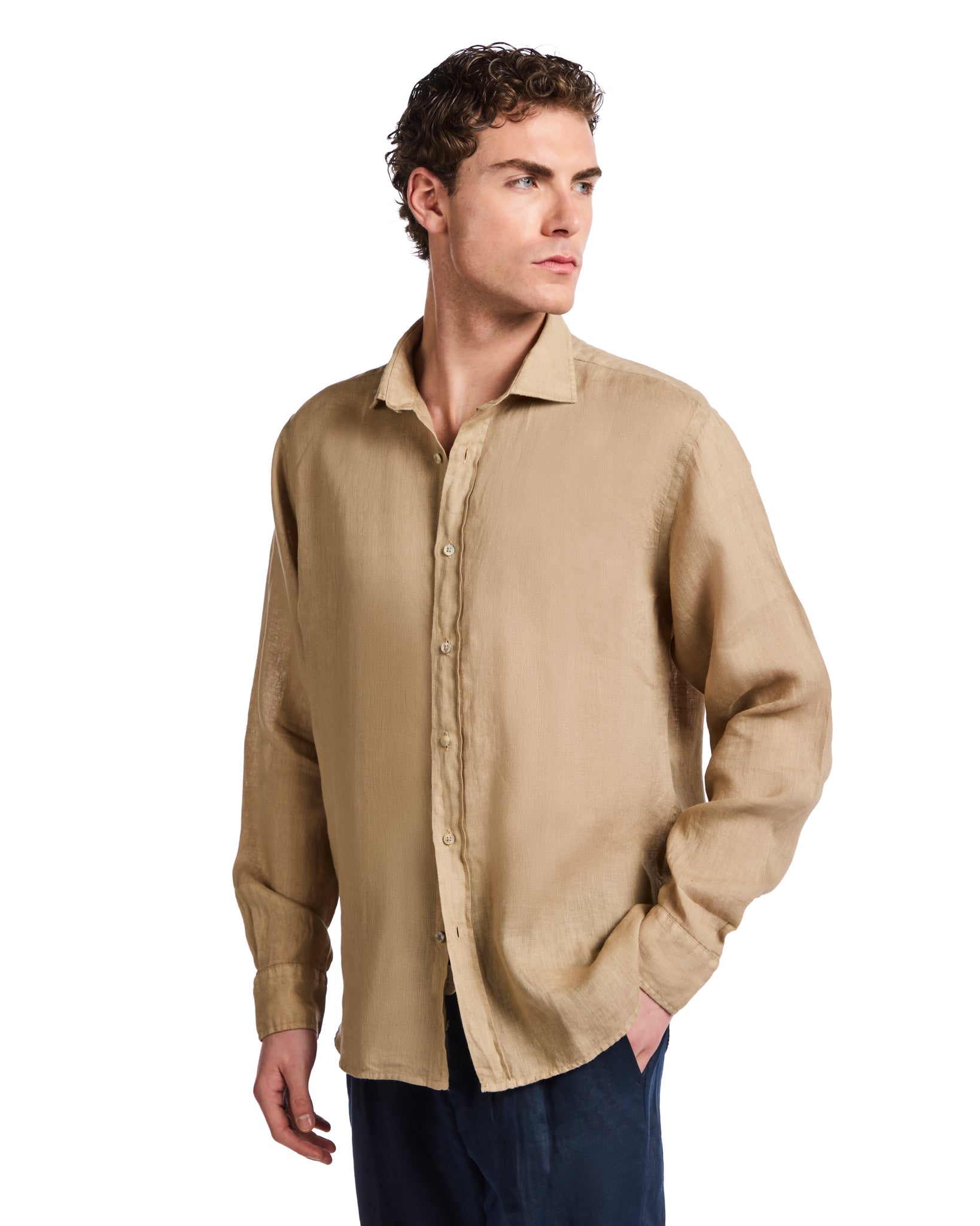 Montecarlo shirt in pure camel linen