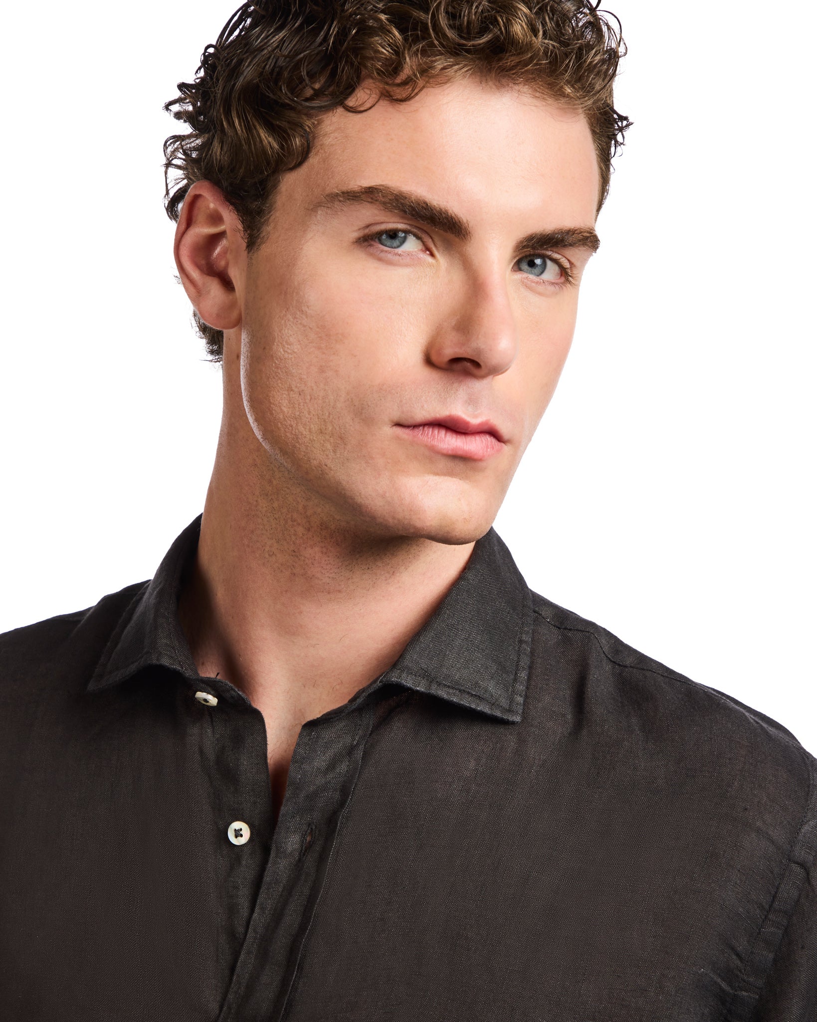 Camisa Montecarlo de lino puro negro