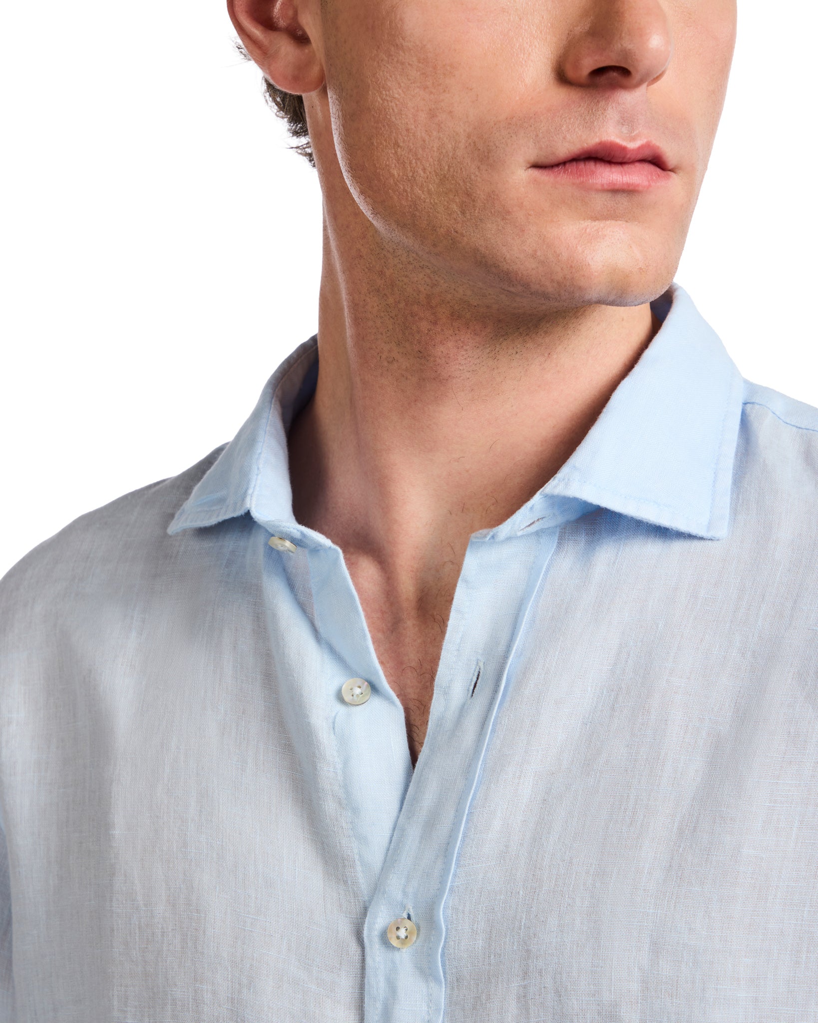 Camisa Montecarlo de lino puro azul celeste