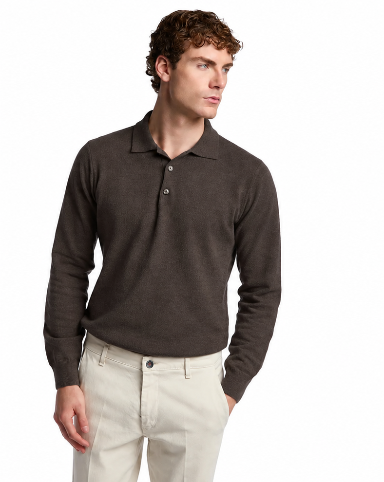 Tollegno dark brown wool Rovigo polo shirt