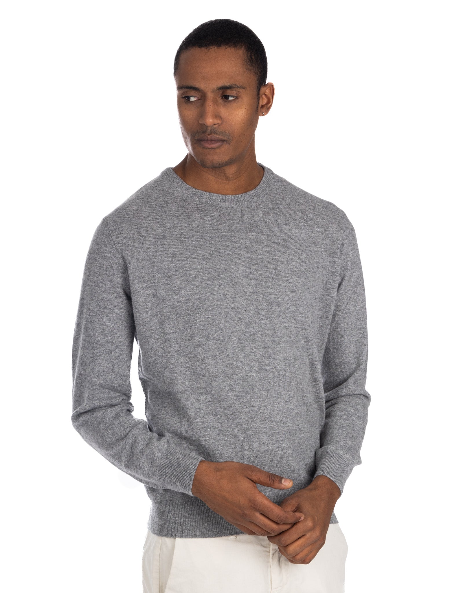 Dustin Crew Neck Sweater in Grey Cashmere Blend