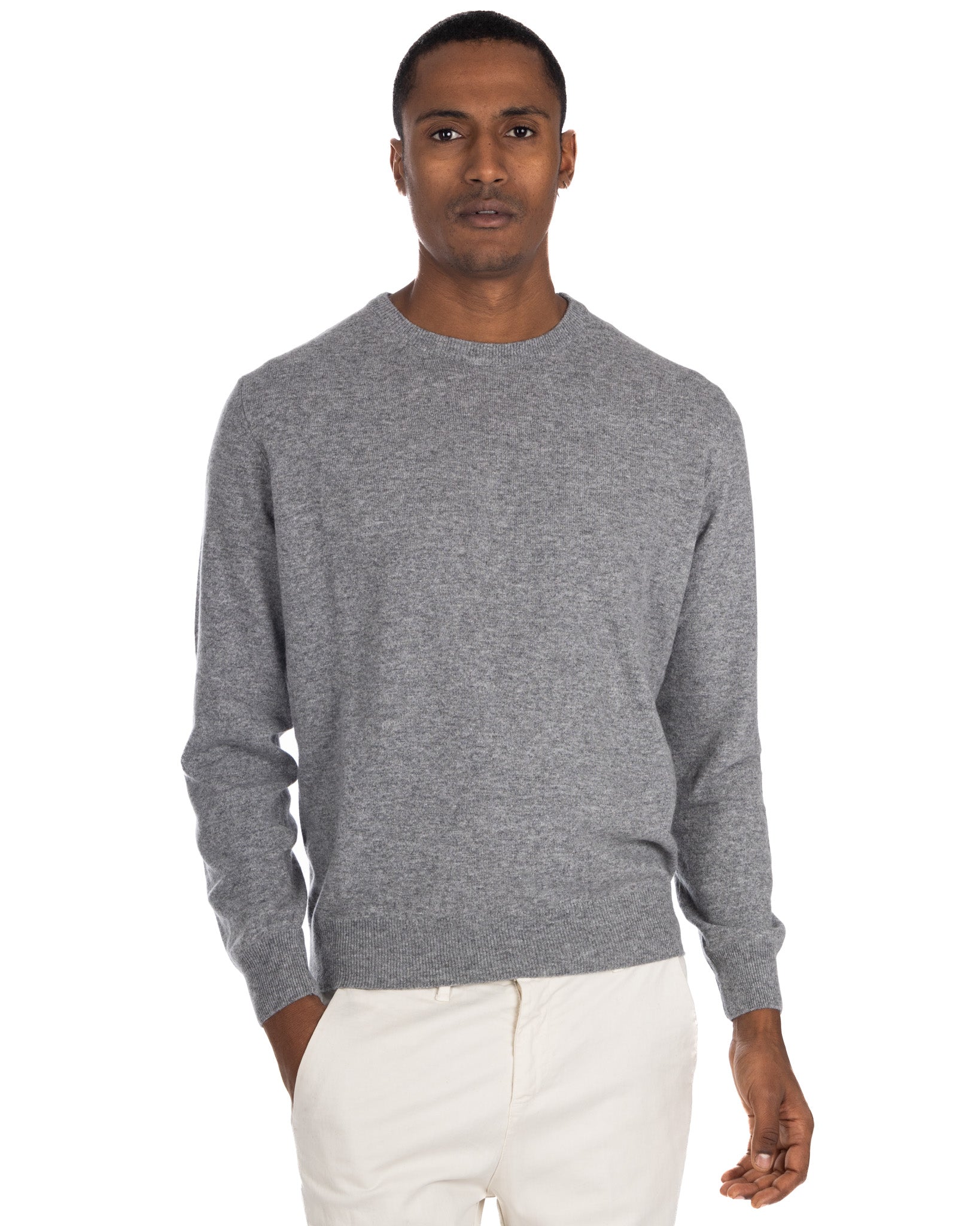Dustin Crew Neck Sweater in Grey Cashmere Blend