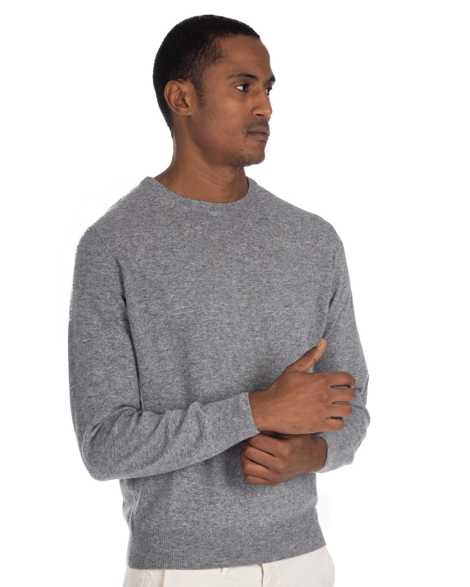 Dustin Crew Neck Sweater in Grey Cashmere Blend