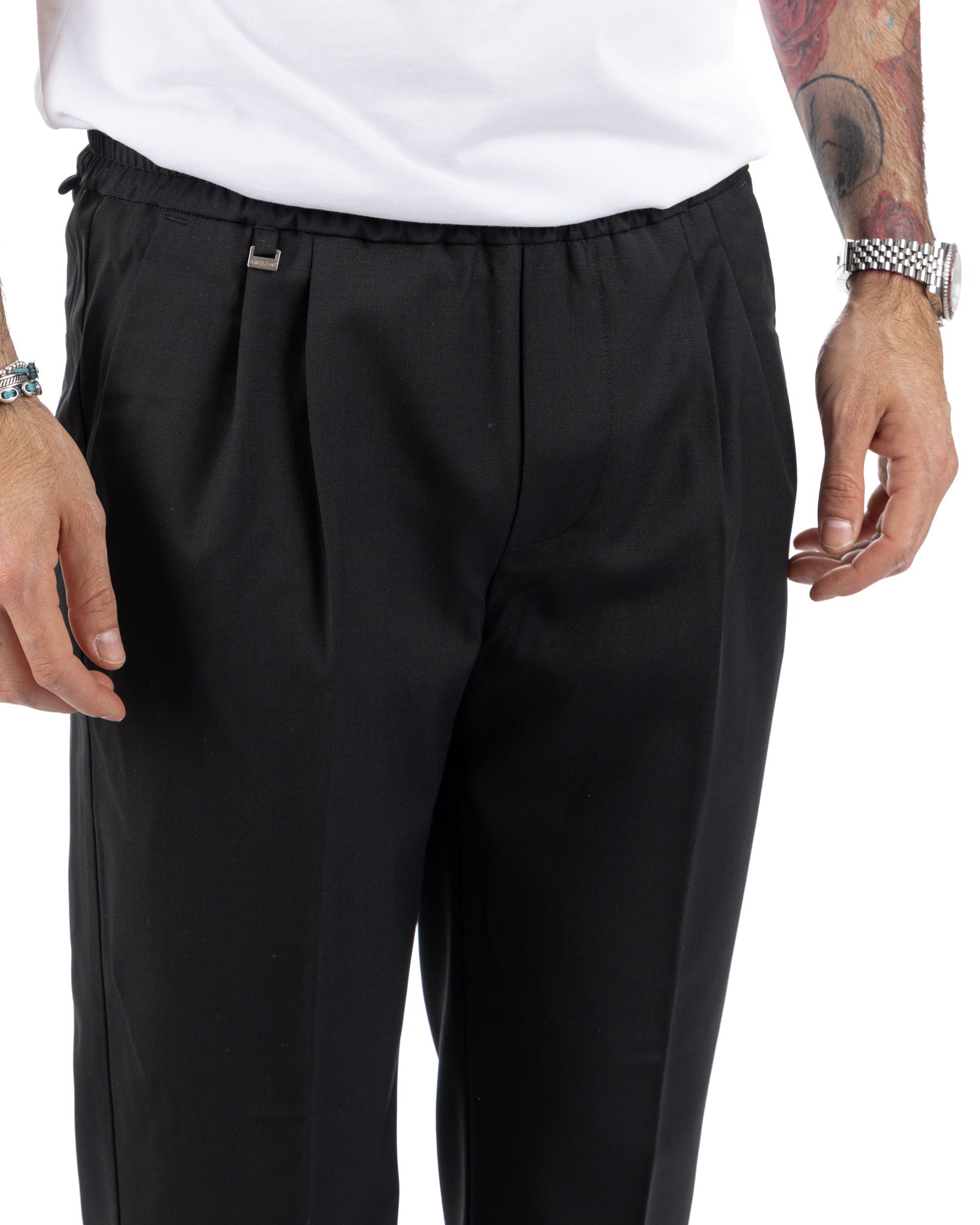 Larry - pantalón negro de mezcla de lana