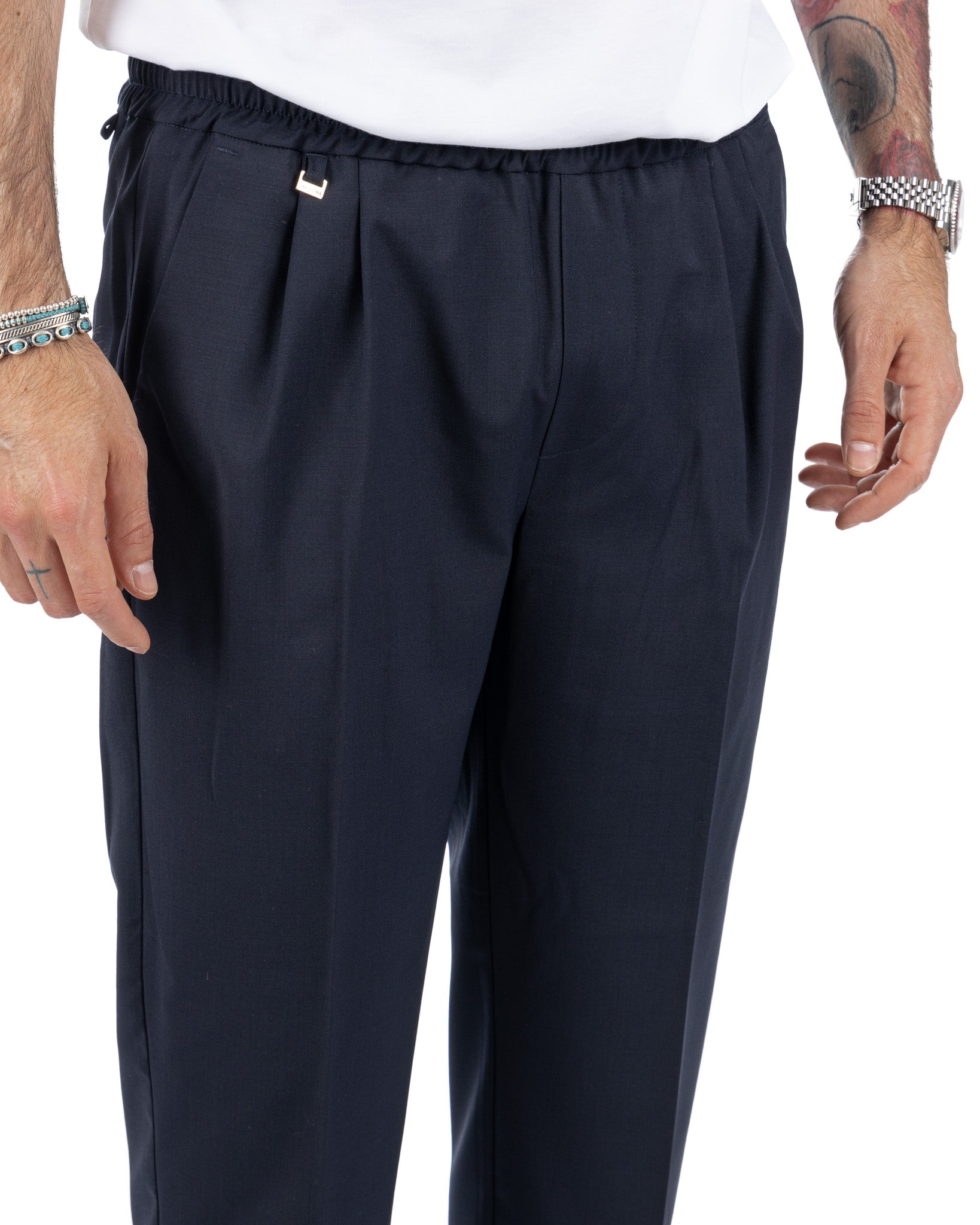 Larry - pantalón de chándal azul de mezcla de lana