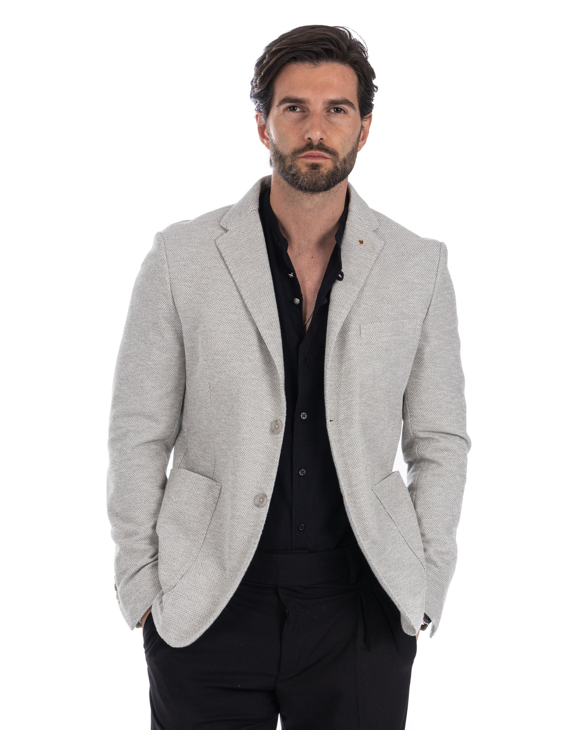 Ragusa - beige honeycomb single-breasted jacket