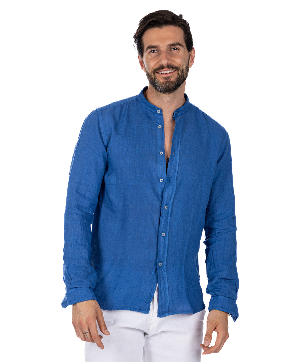 Nizza - Korean shirt in pure royal linen