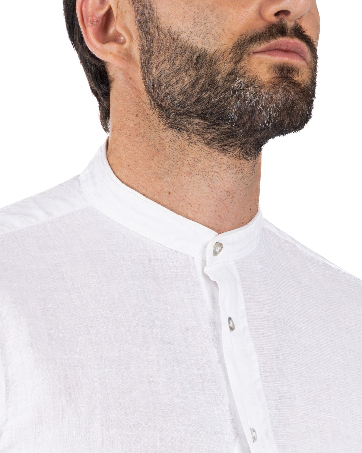 Nizza - Korean shirt in pure white linen