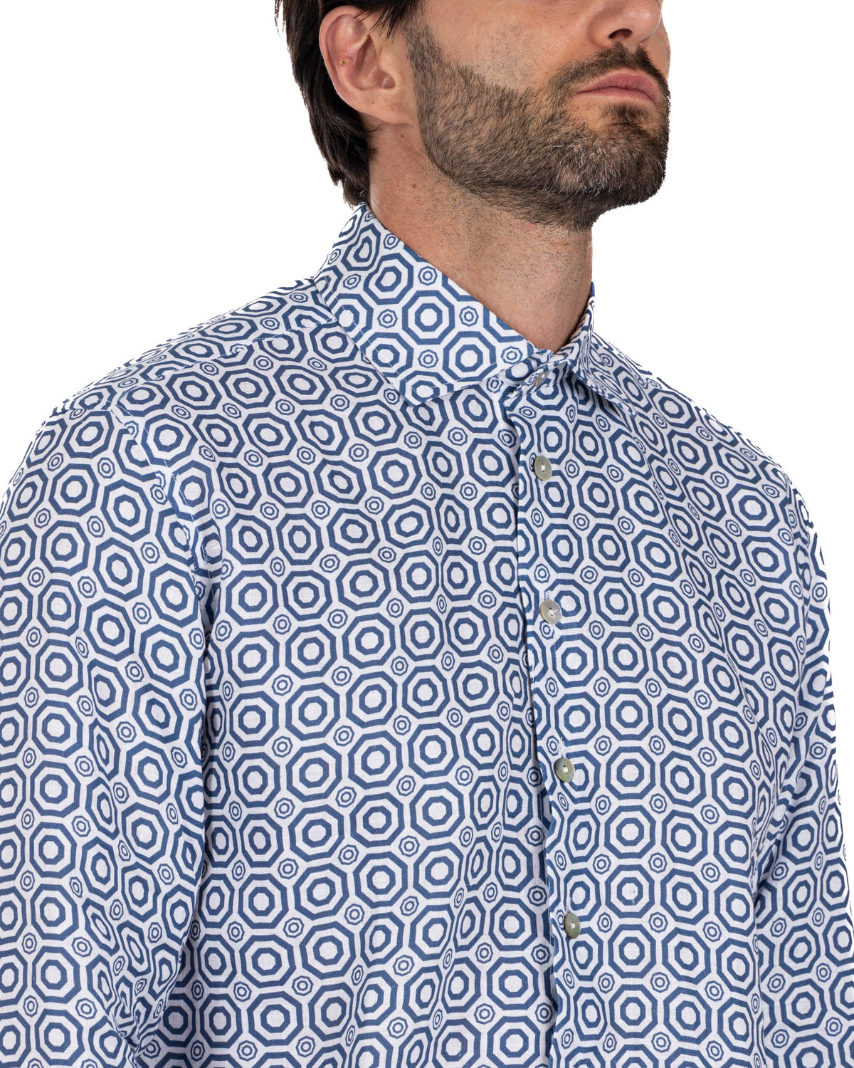 Maiolica - blue printed linen shirt