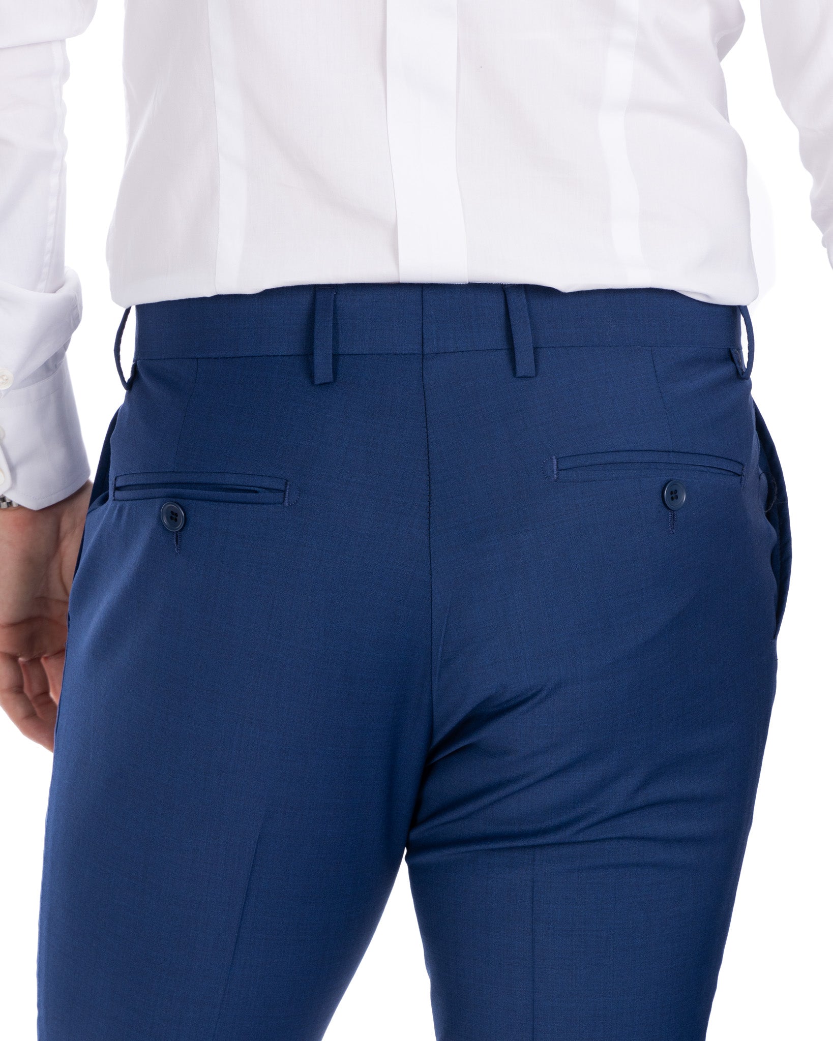 Manhattan - blue high-waisted wool trousers