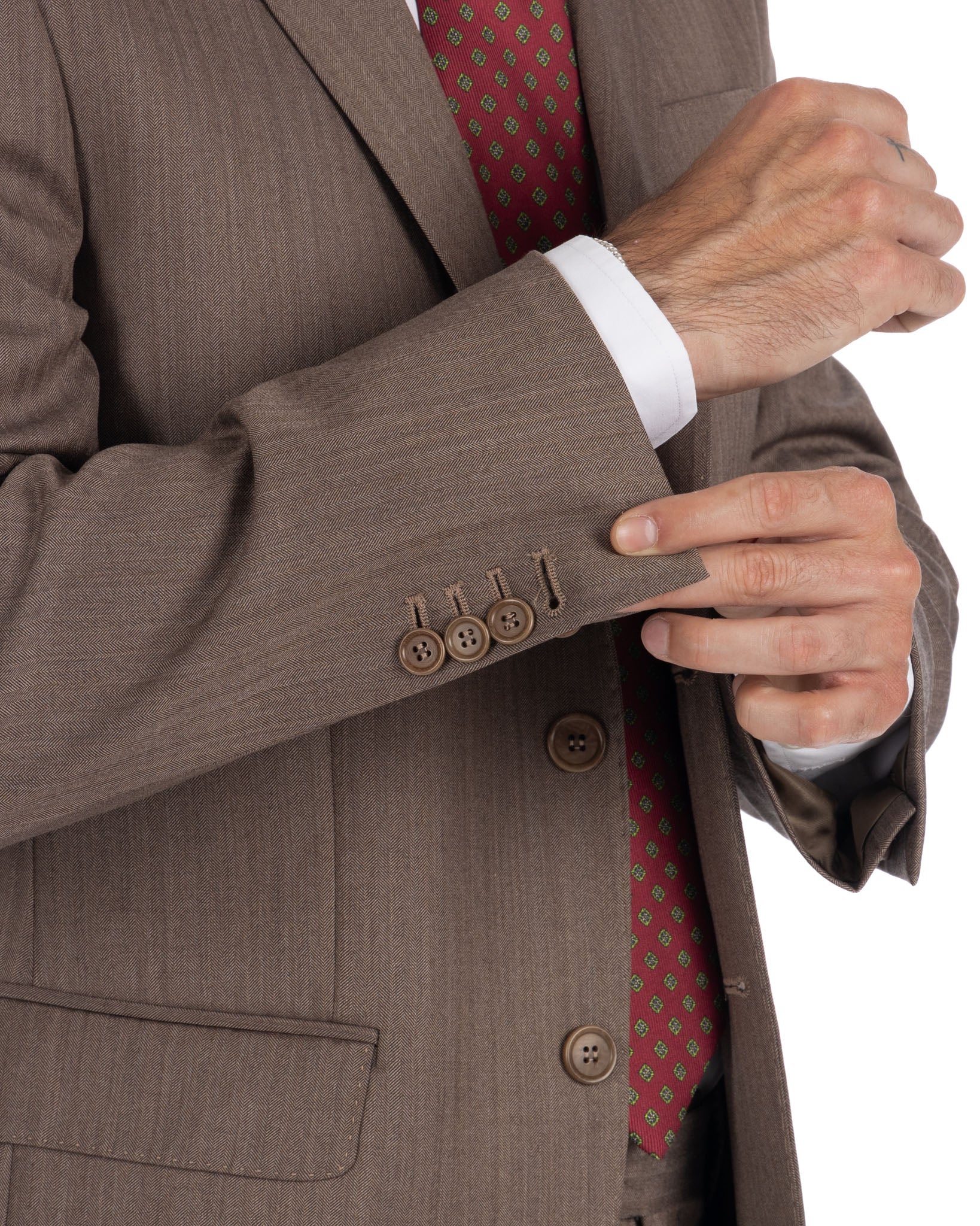 Traje de espiga marrón de un solo botón - Vitale Barberis Canonico