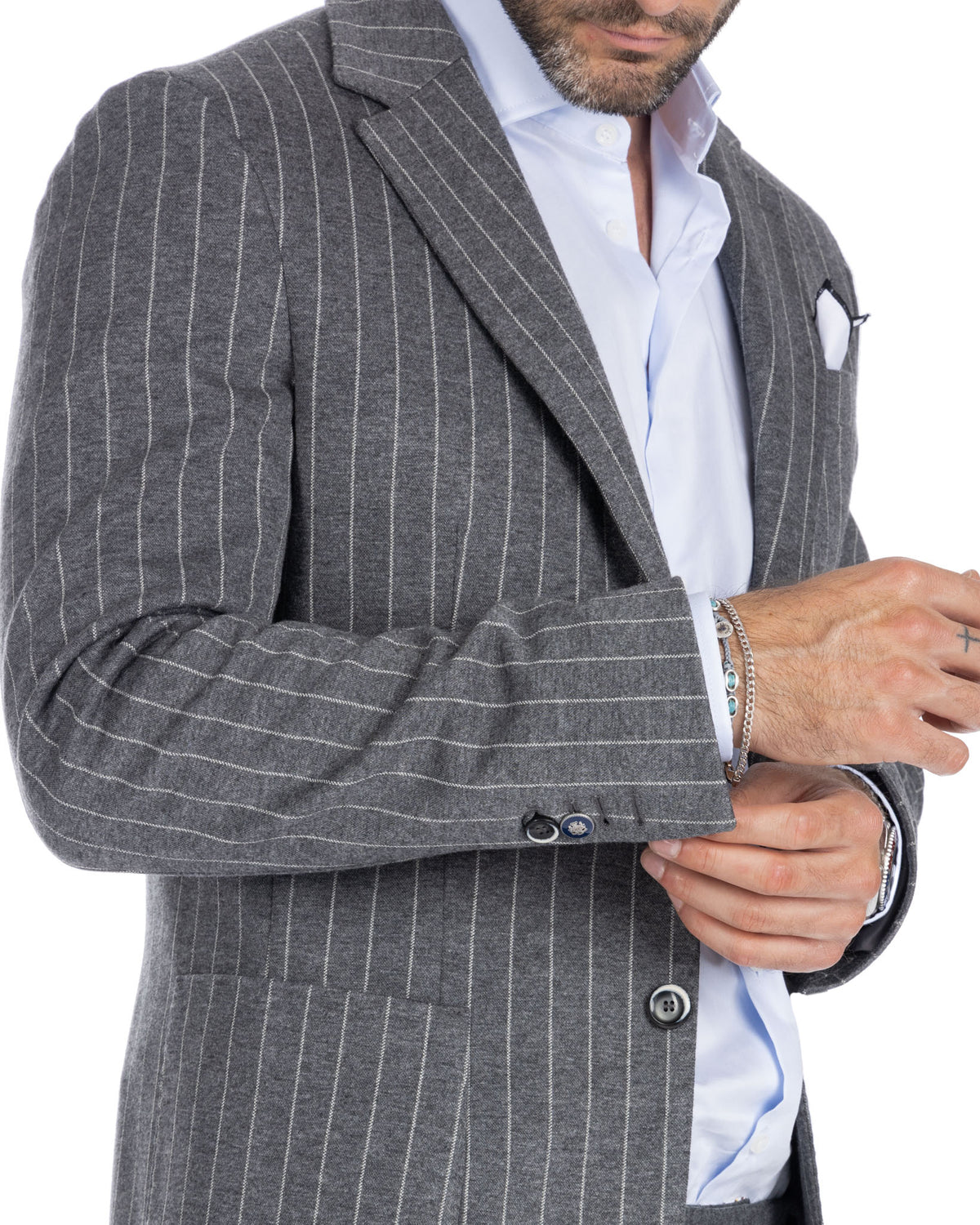 Raphael - single breasted grey pinstripe jacket