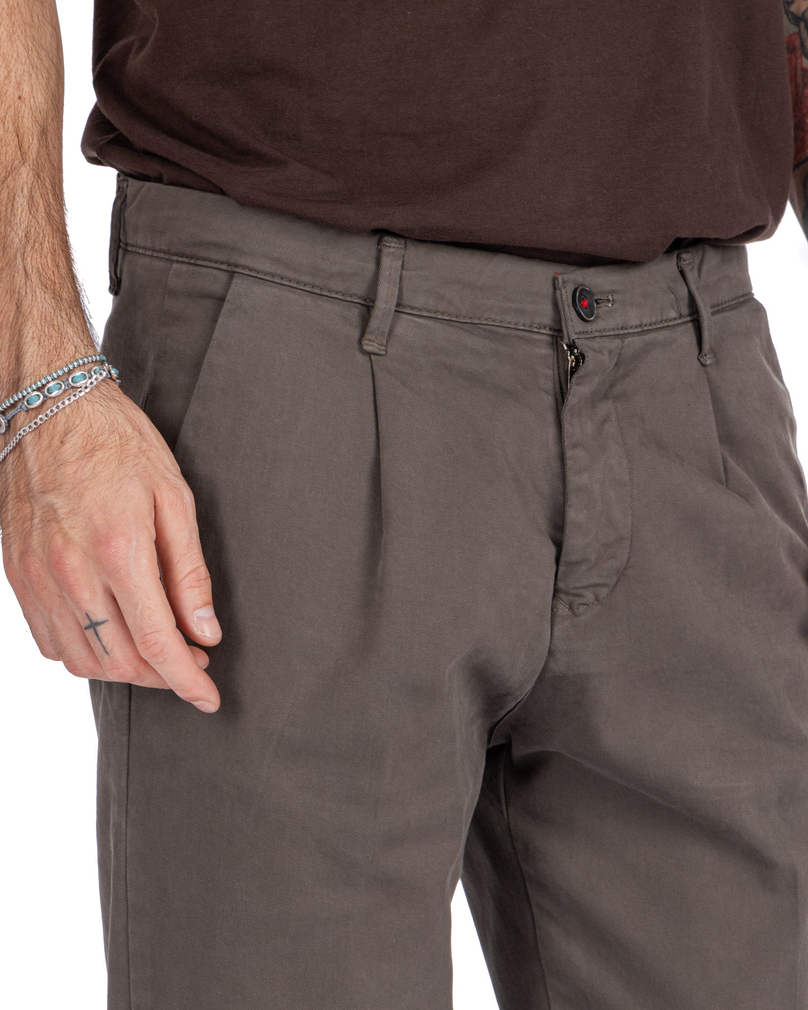Sean - pantalón de algodón holgado barro