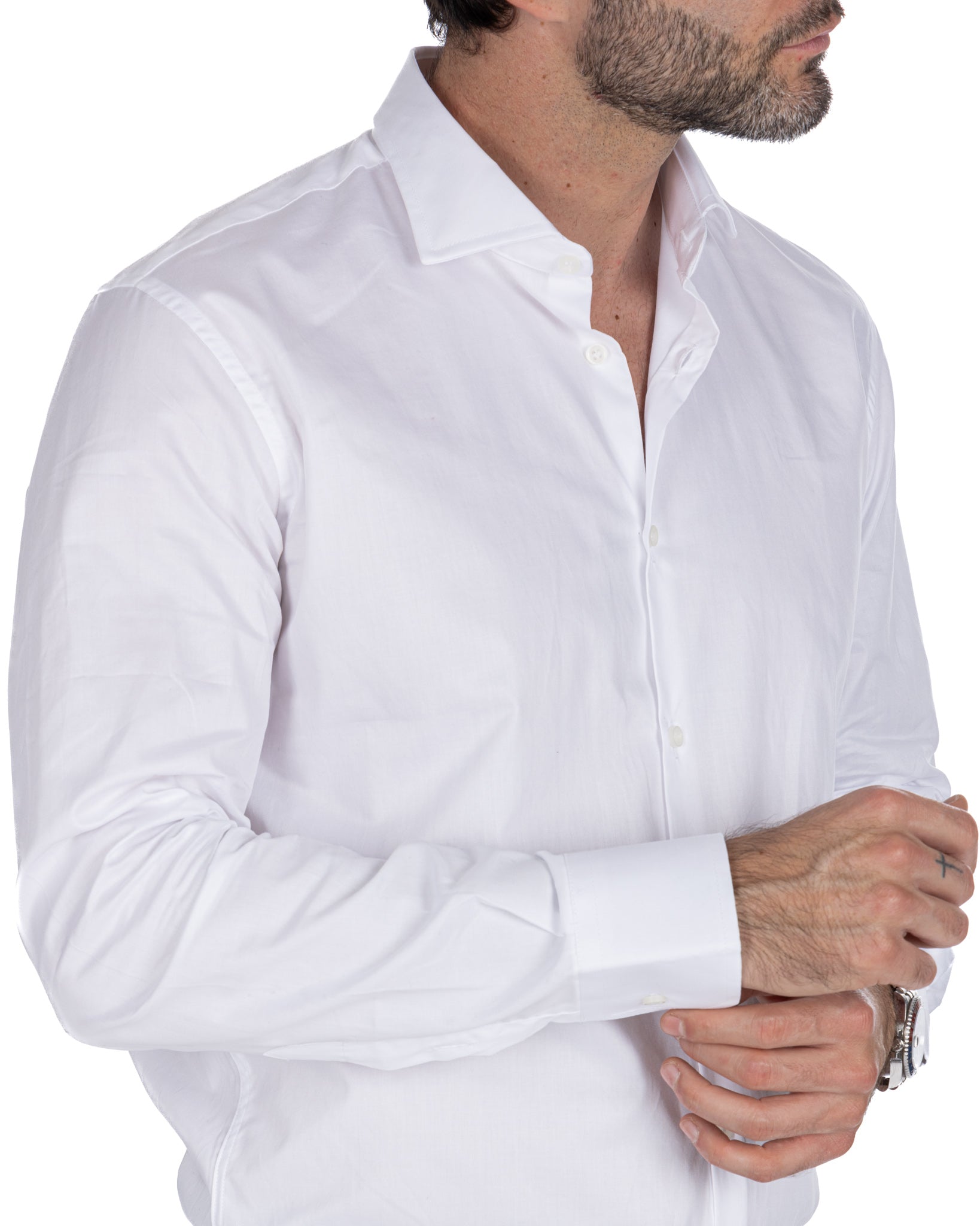 Camisa Desert blanca en sarga de algodón