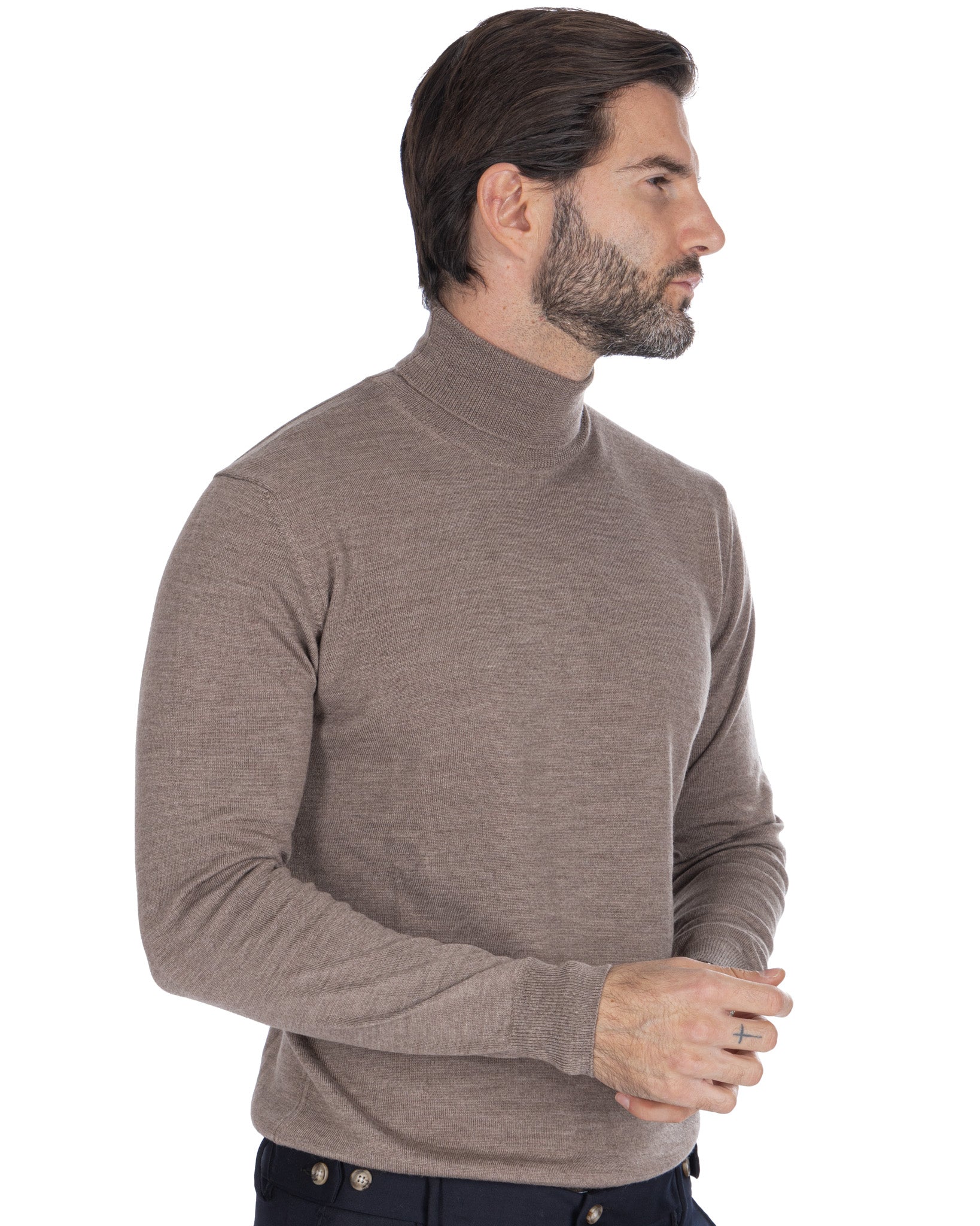 Vietri - Beige Tollegno Wool Turtleneck
