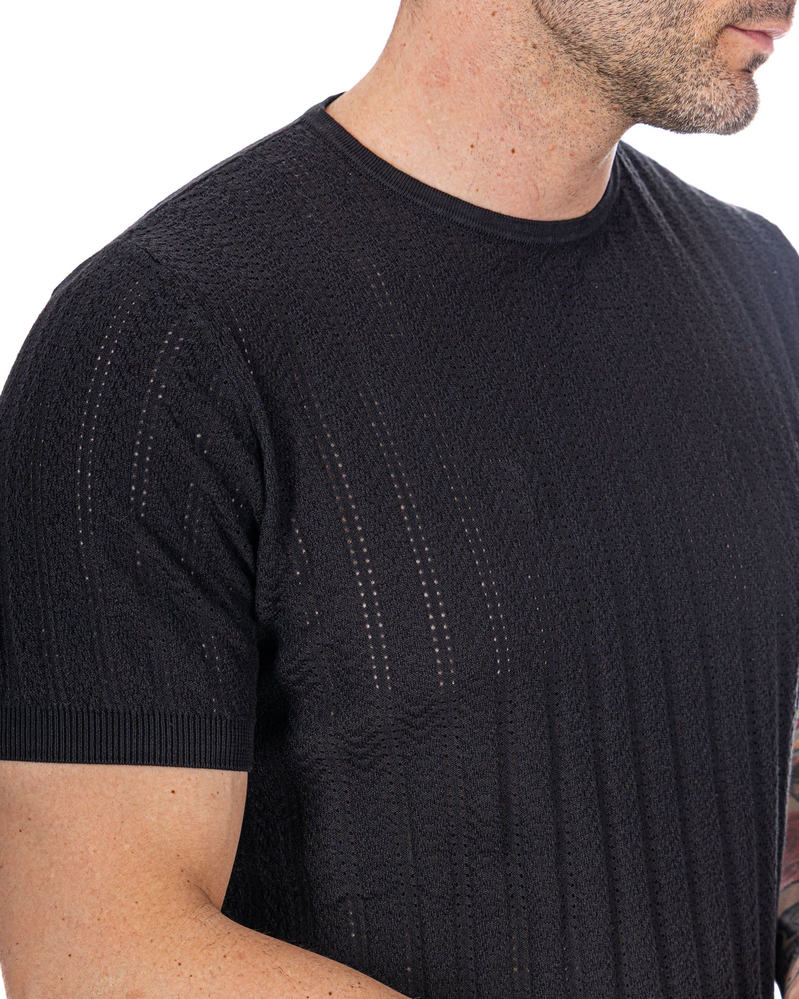 Nick - camiseta de punto calado negra