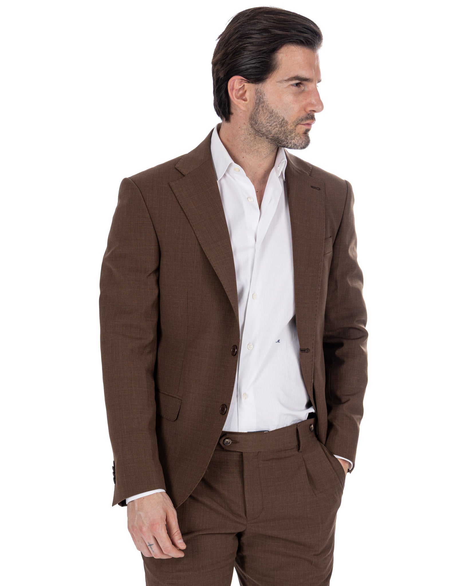 Landon - chaqueta de mezcla de lana color topo