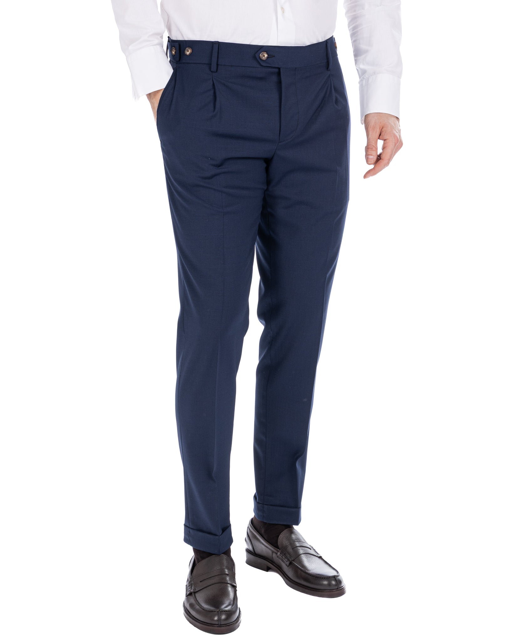Victor - blue wool blend trousers