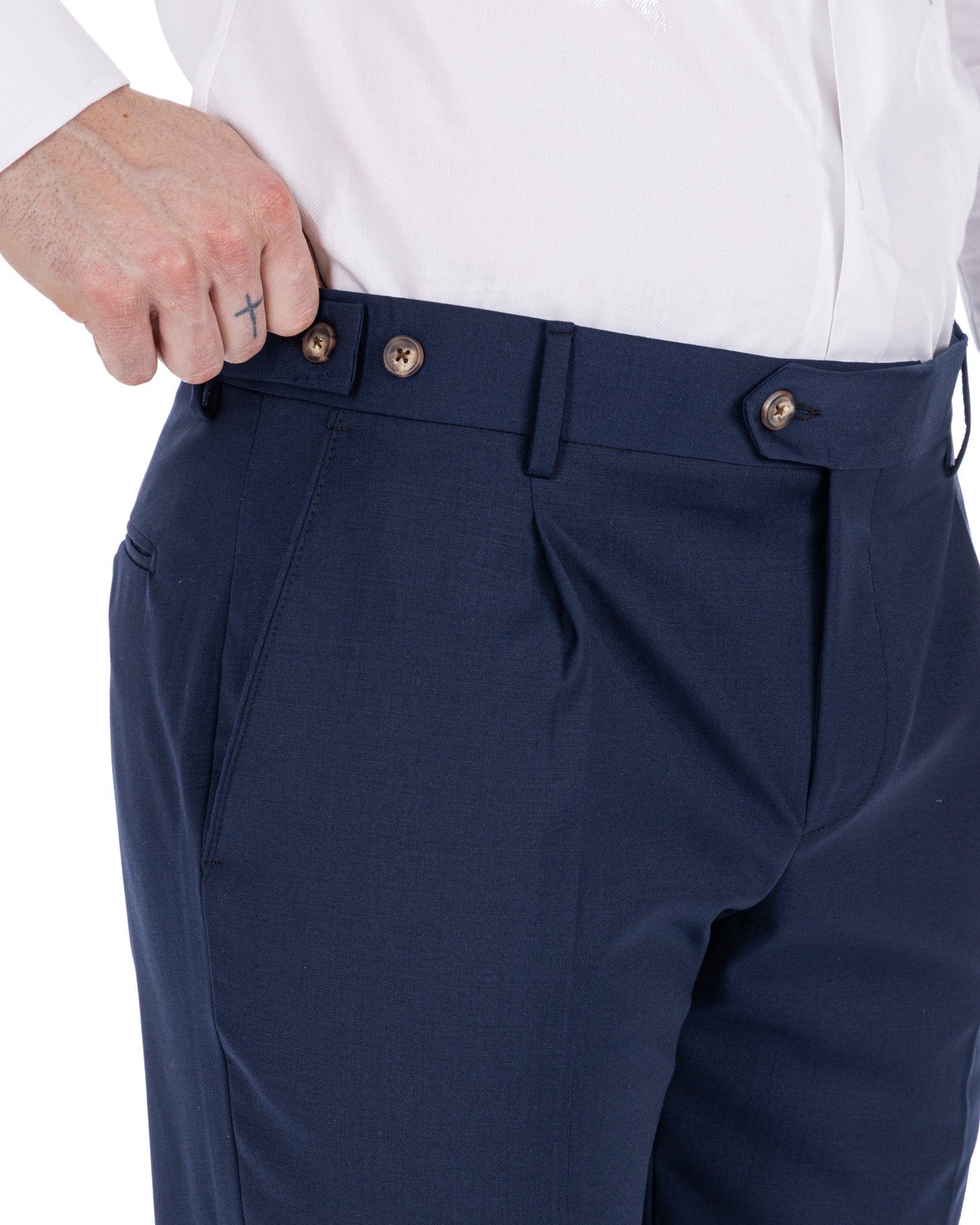 Víctor - pantalón de mezcla de lana azul