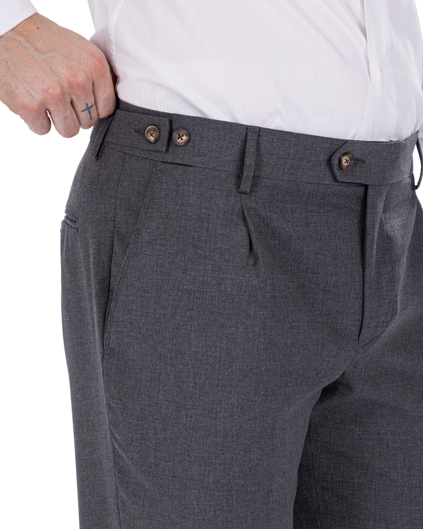 Víctor - pantalón de mezcla de lana antracita