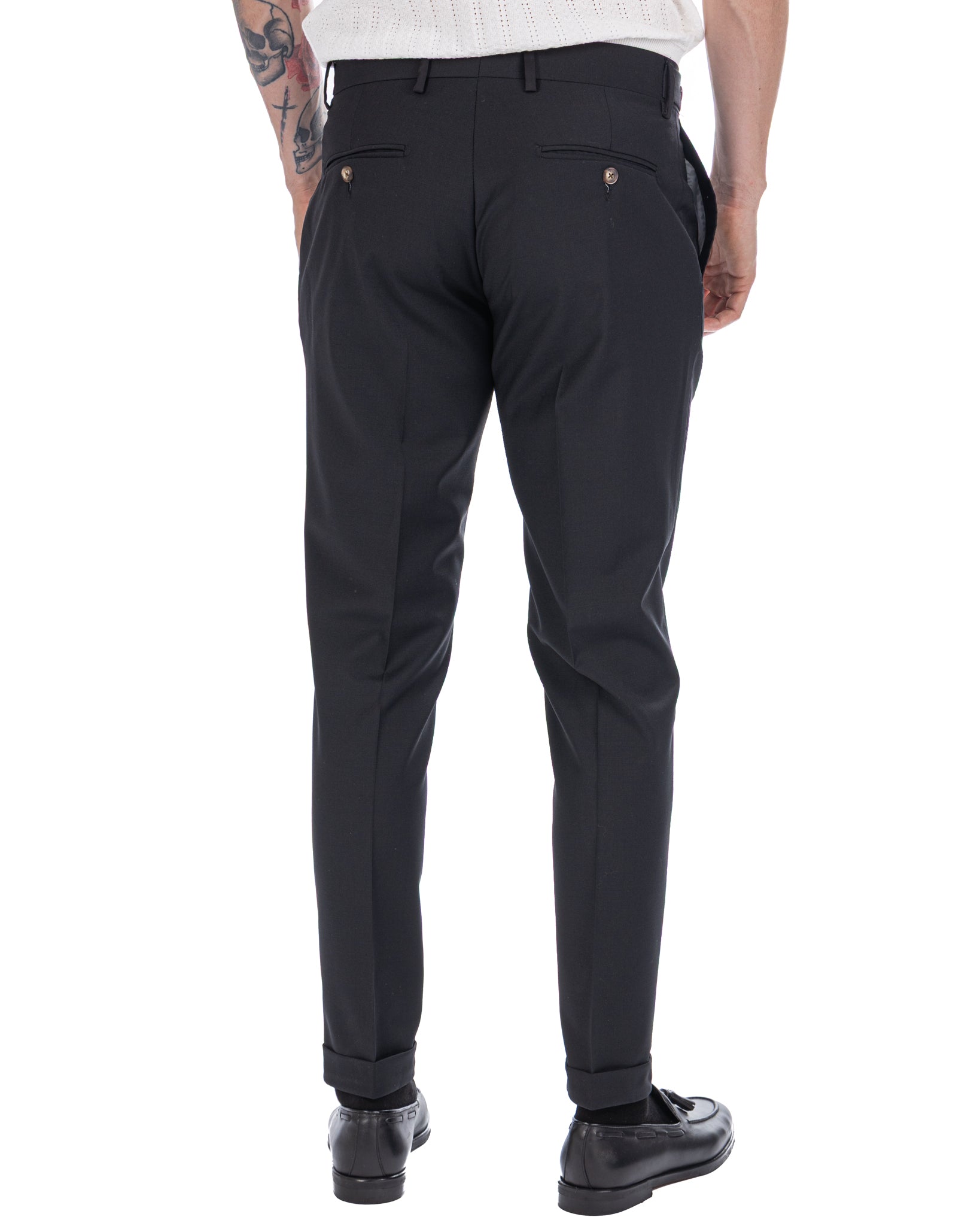 Victor - black wool blend trousers
