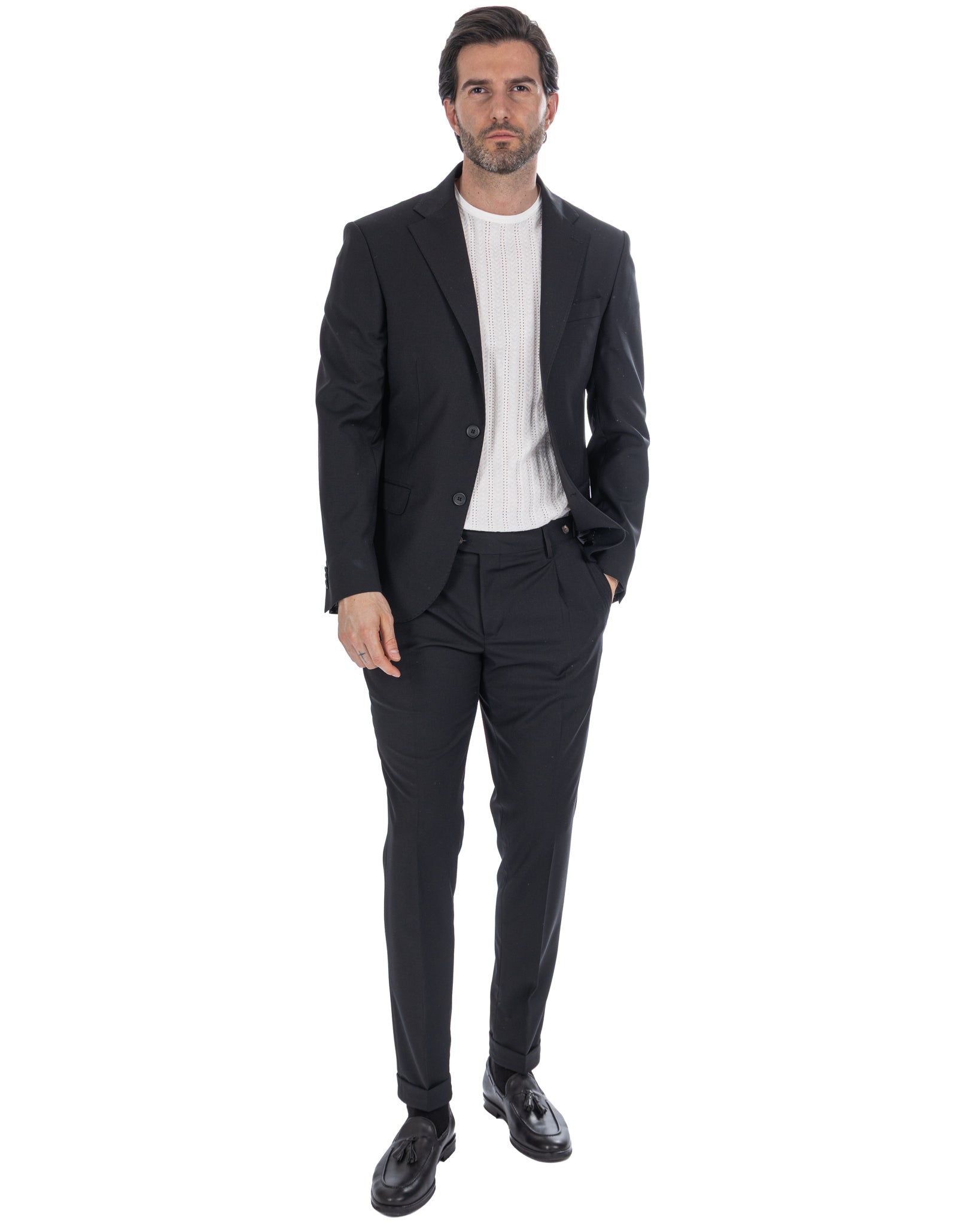Landon - chaqueta de mezcla de lana negra