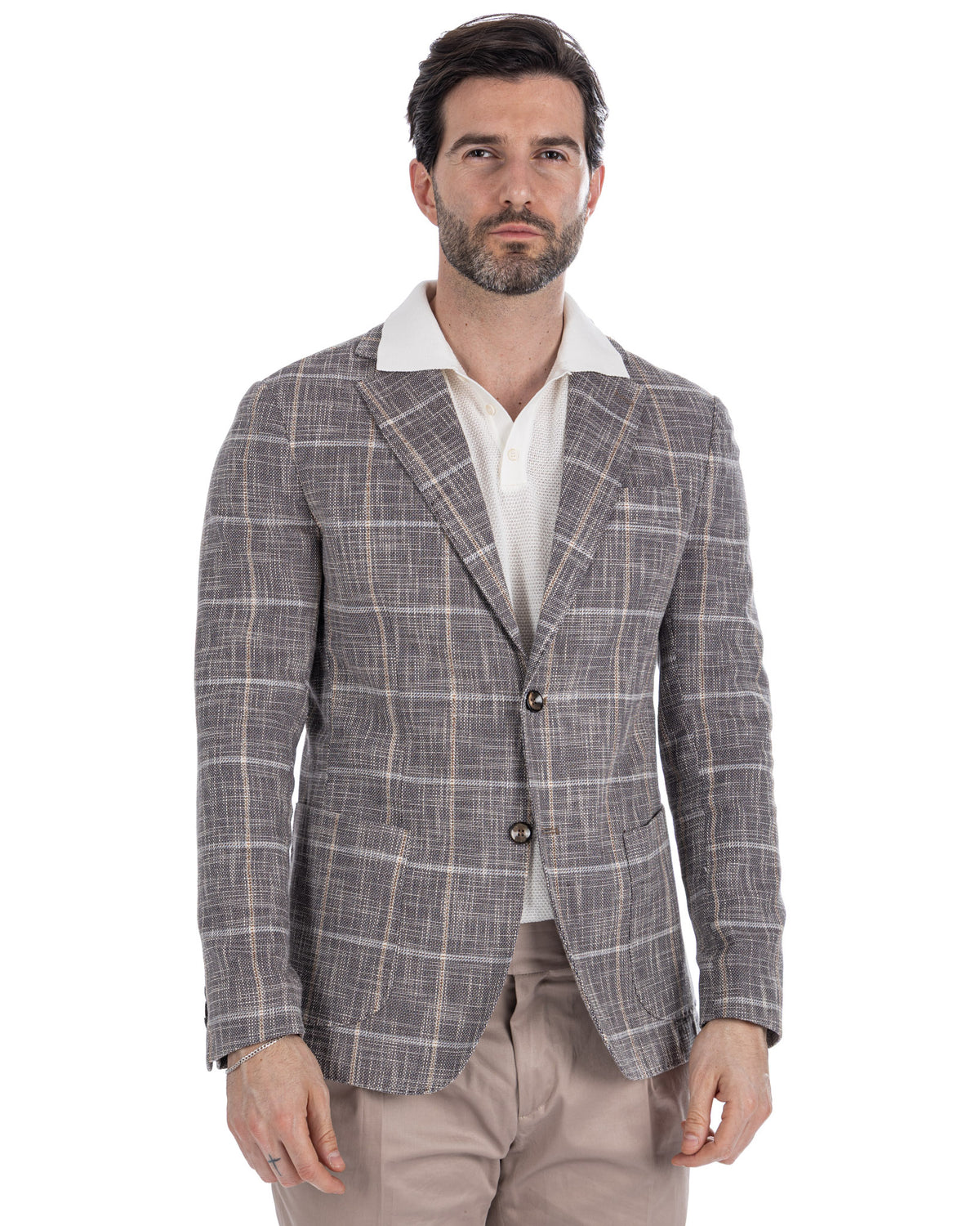 Sitka - Beige Check Single Breasted Jacket