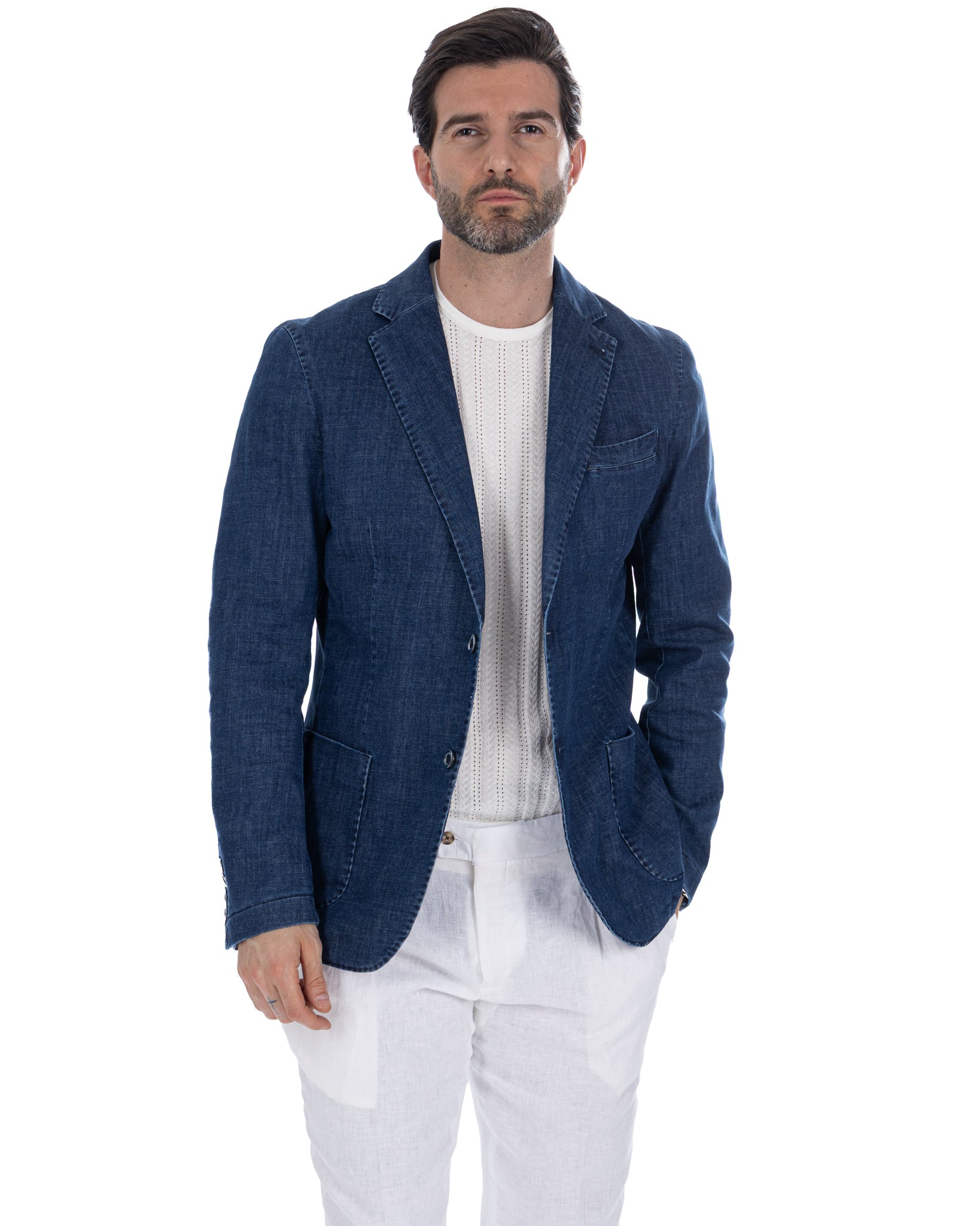 Single-breasted Spello jacket in light denim