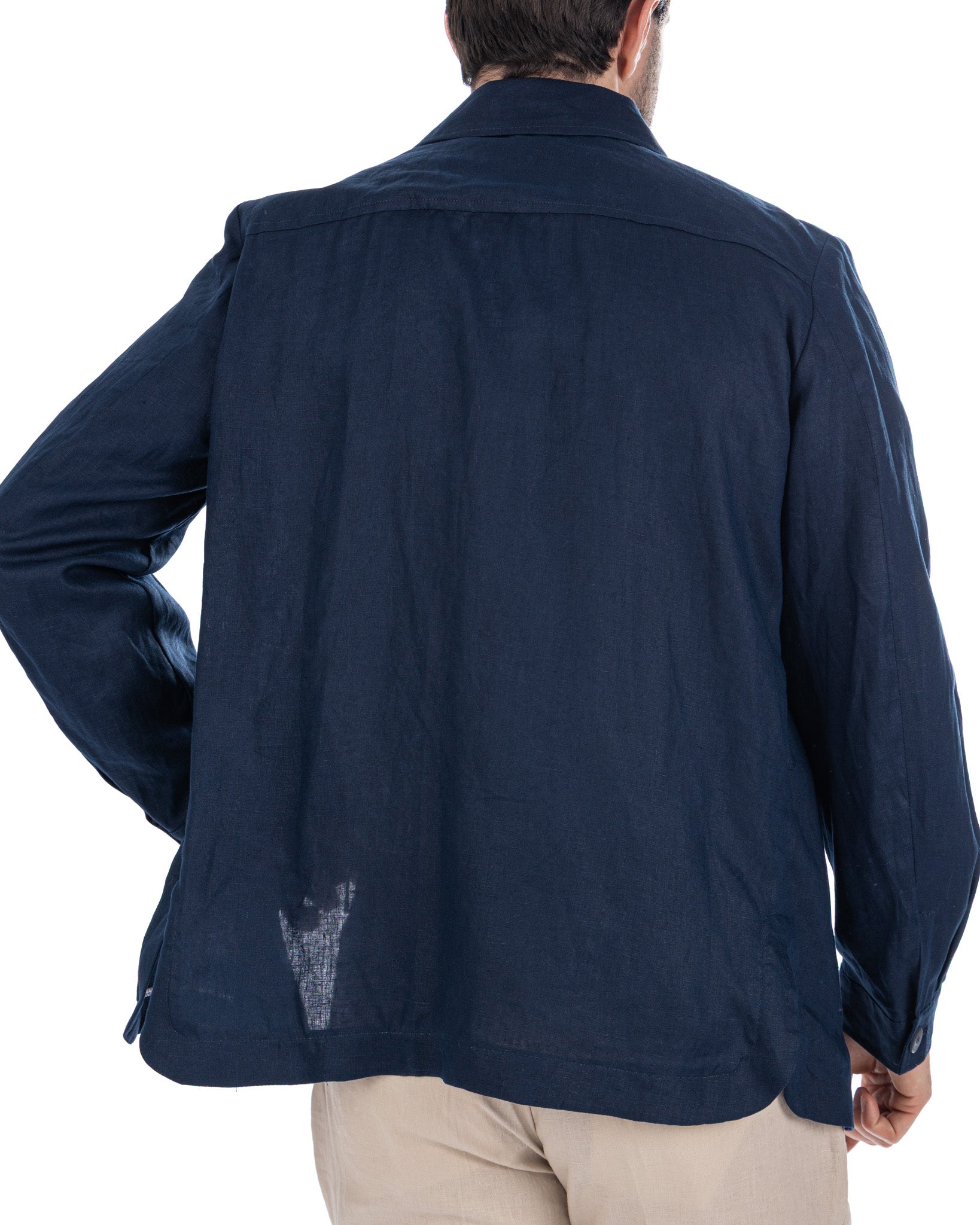 Offida - chaqueta de lino puro azul