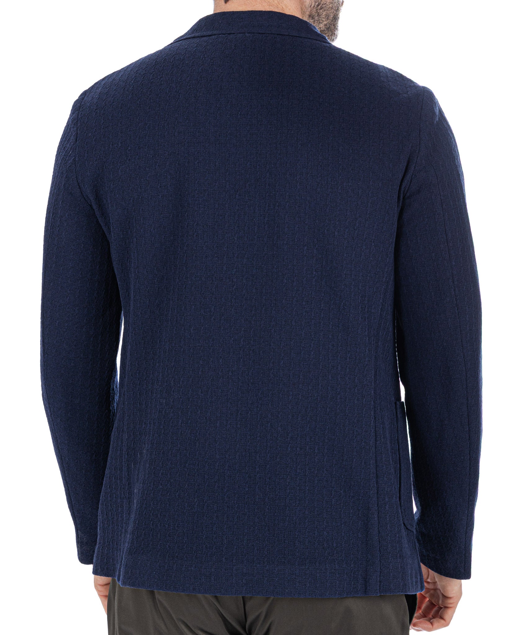 Hilo - chaqueta de punto azul de un solo botón
