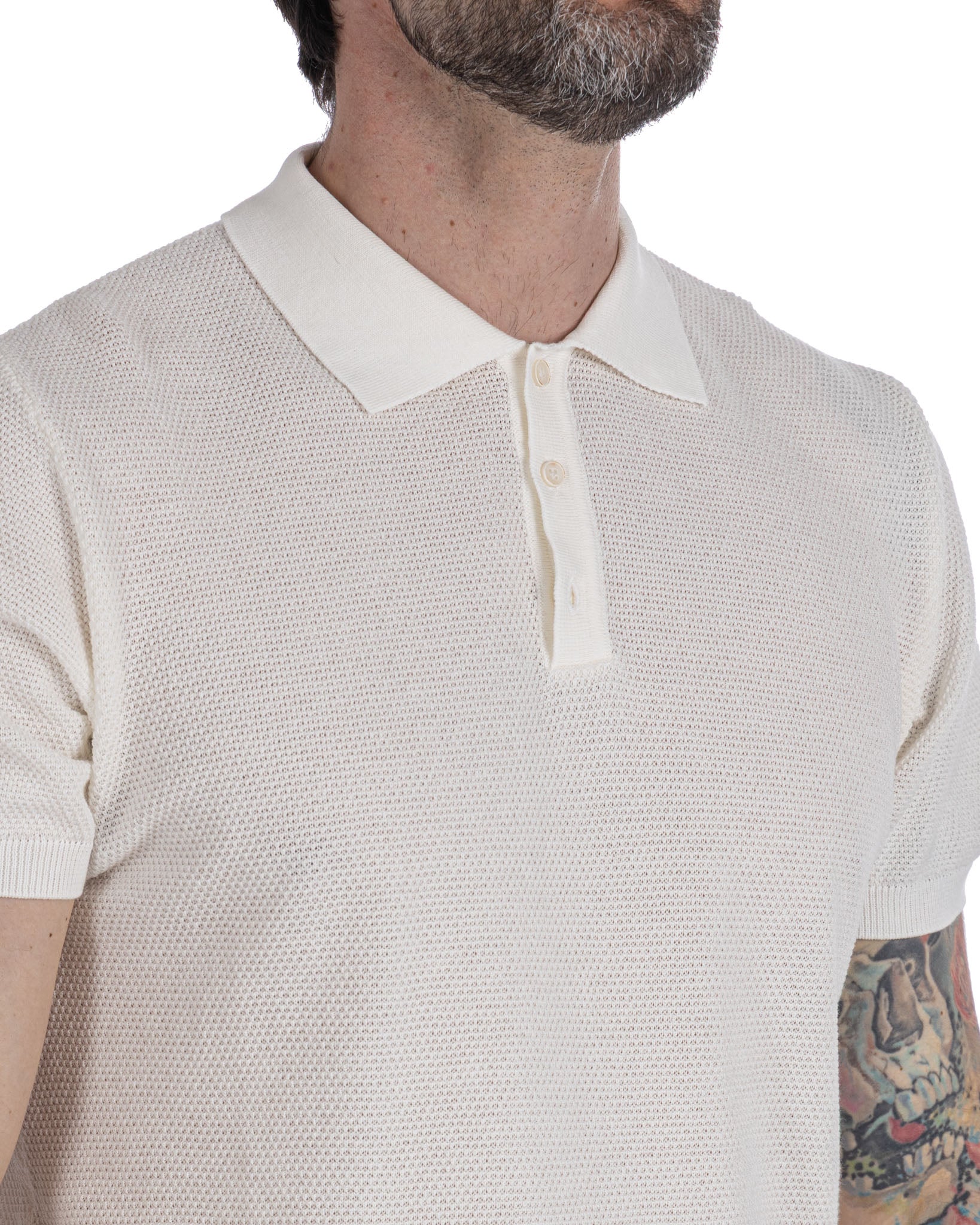 Rod - polo de punto de nido de abeja color crema