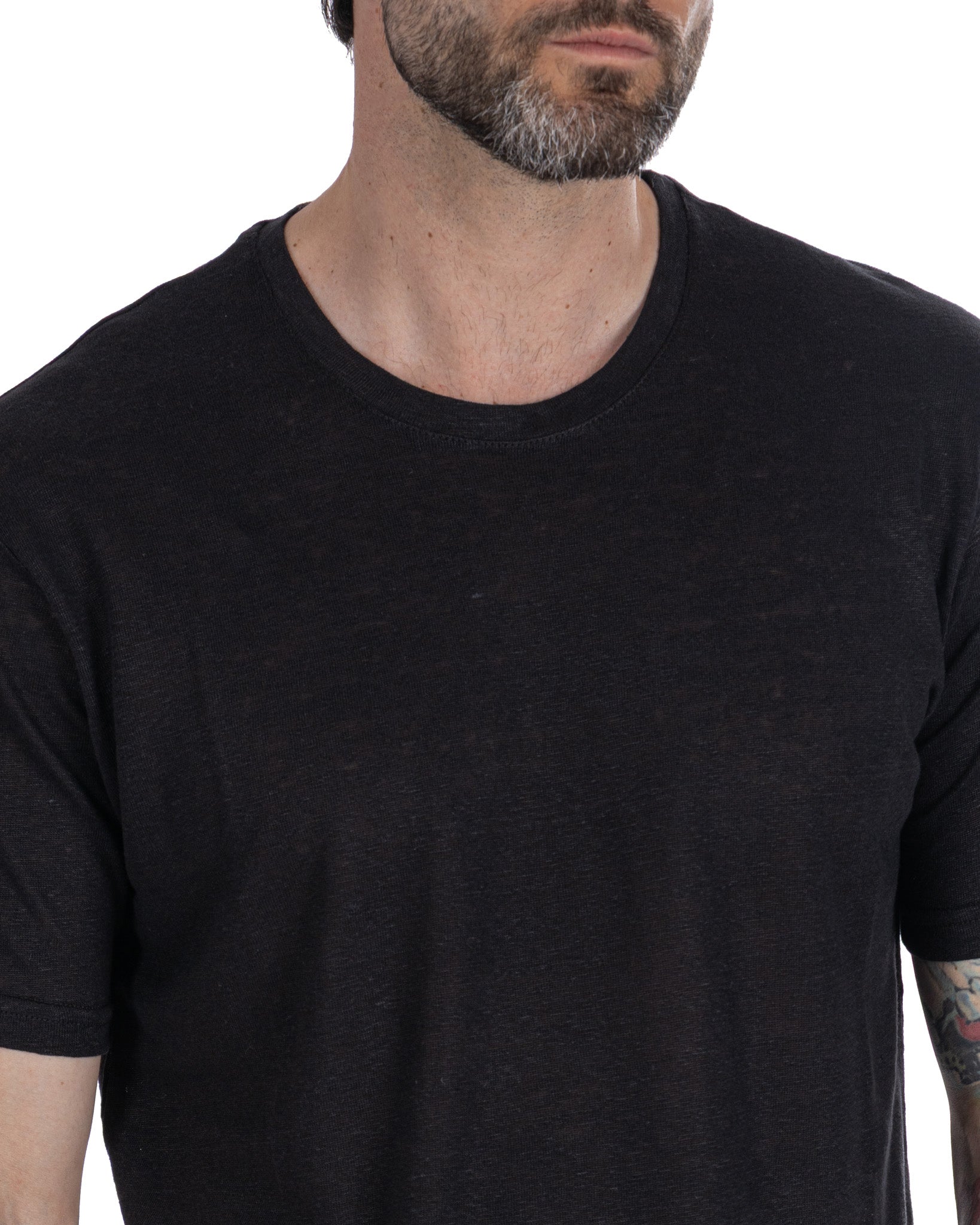 Camiseta Felix de lino puro negra
