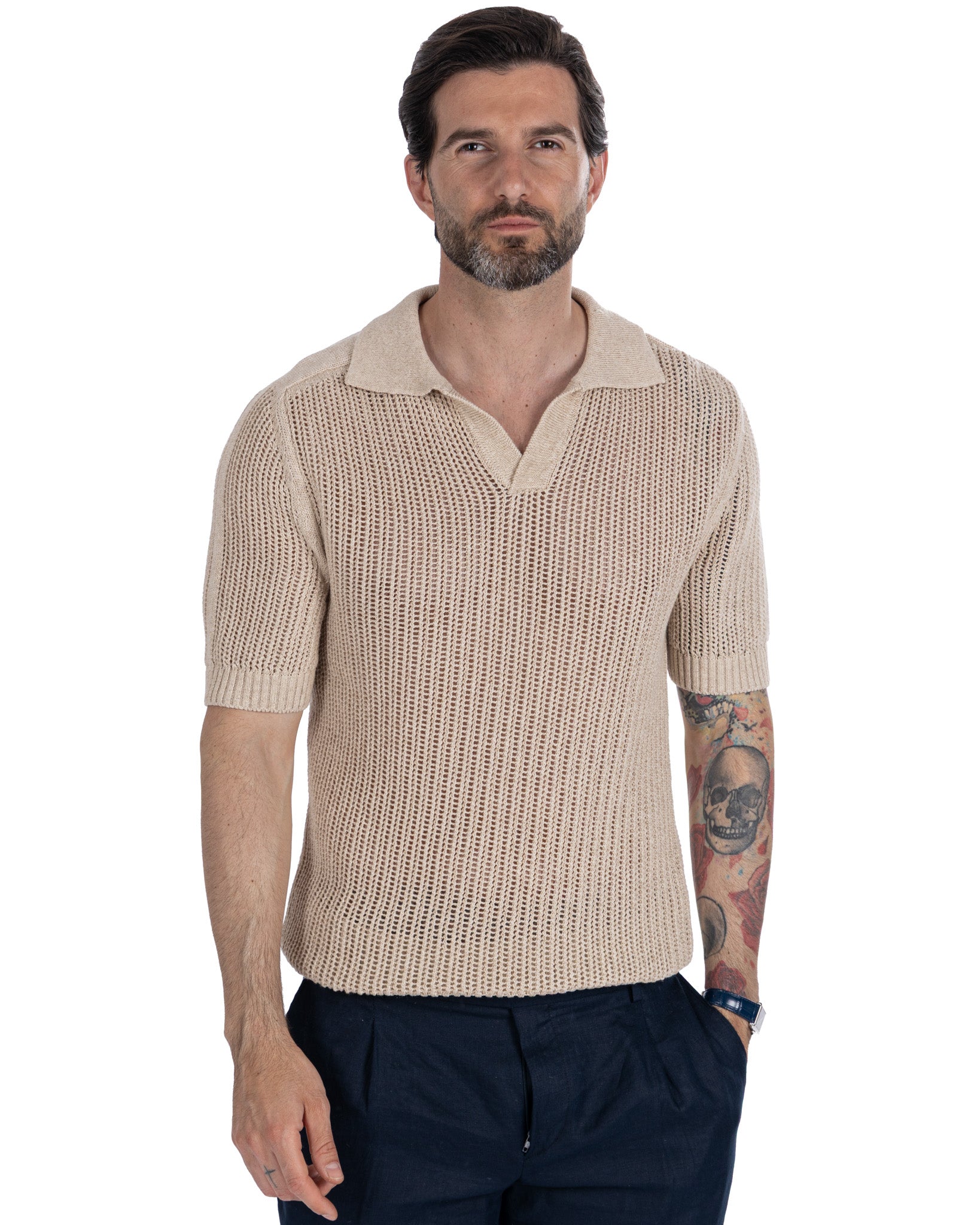 Casper - polo oversize calada beige