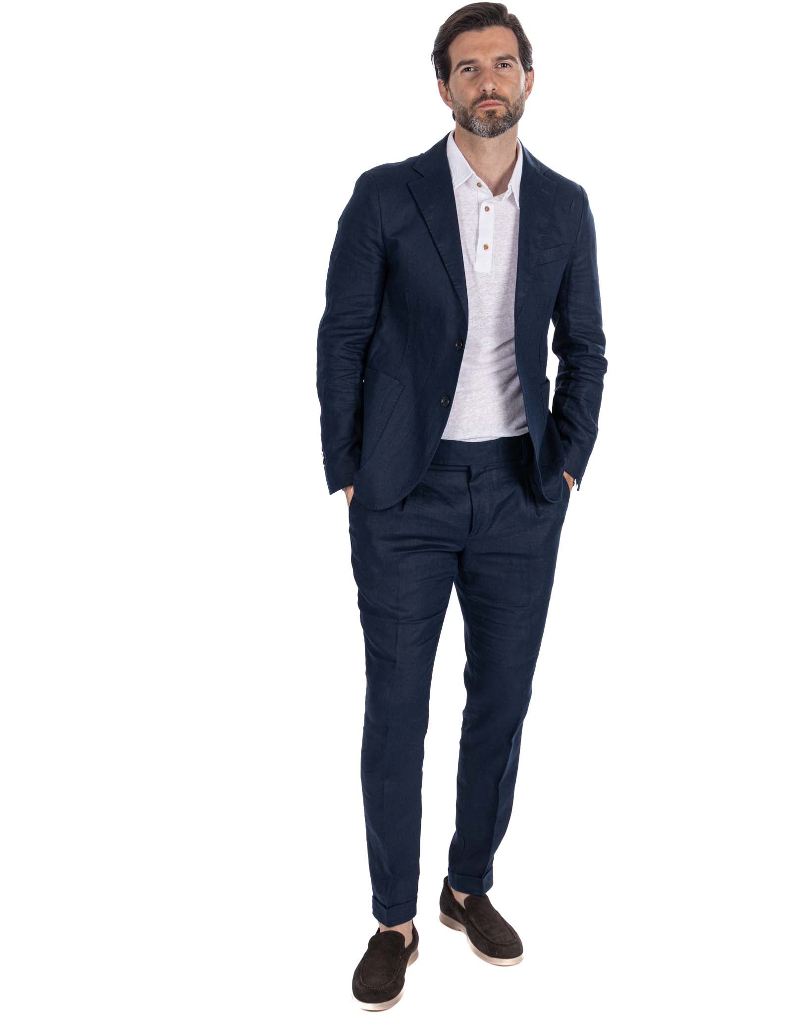 Narni jacket in pure blue linen