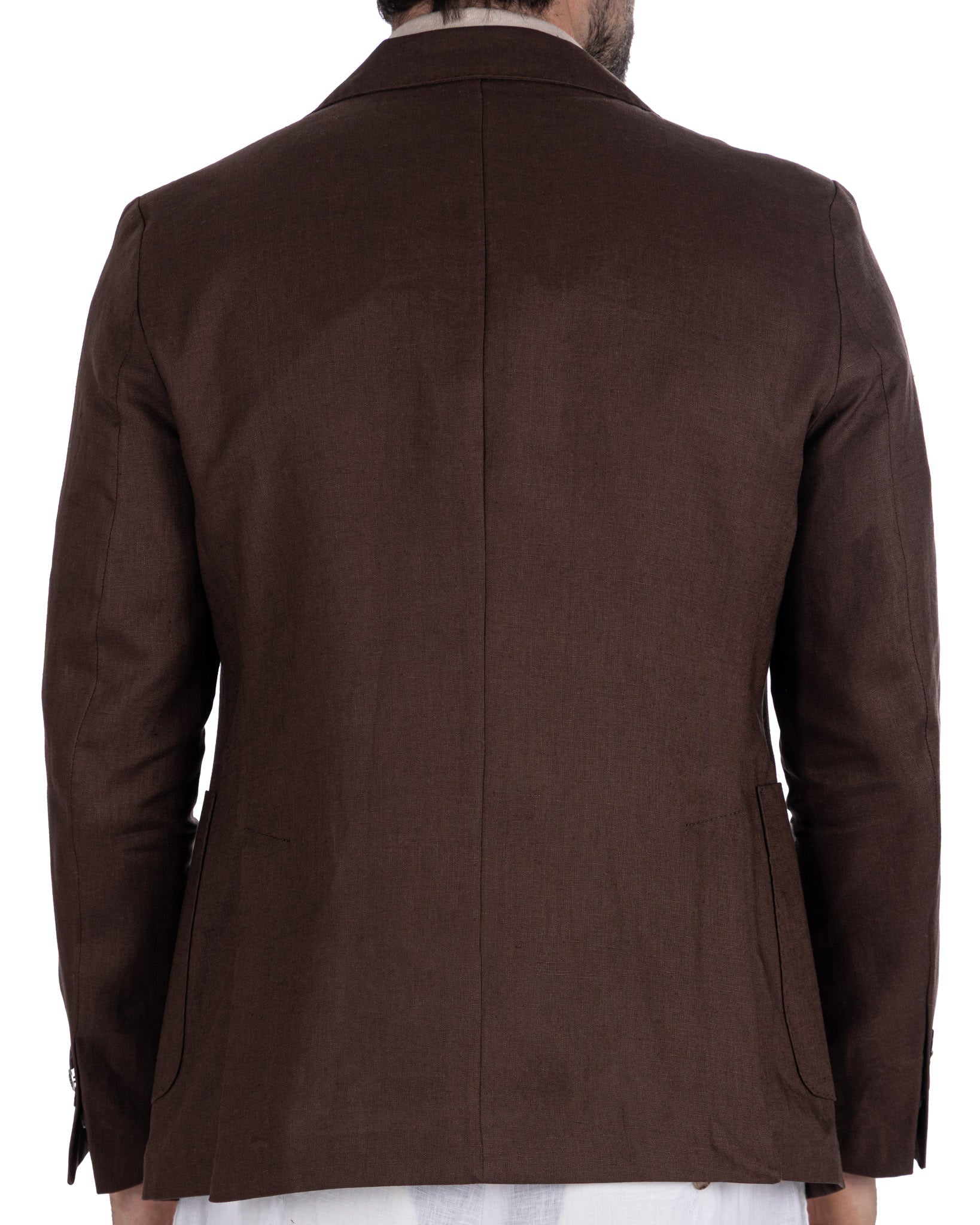 Narni jacket in pure dark brown linen