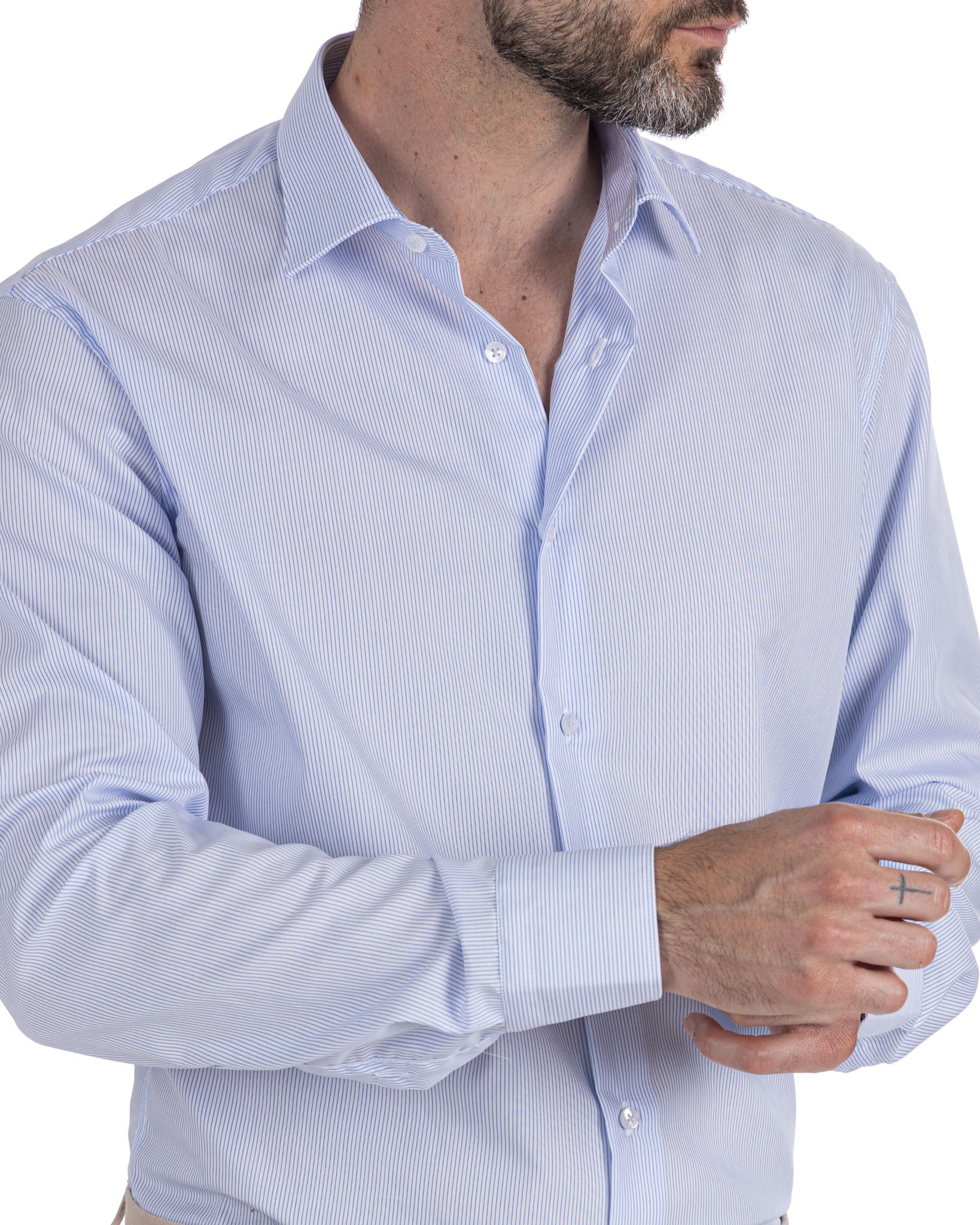 Camisa Beretta de rayas azules de algodón