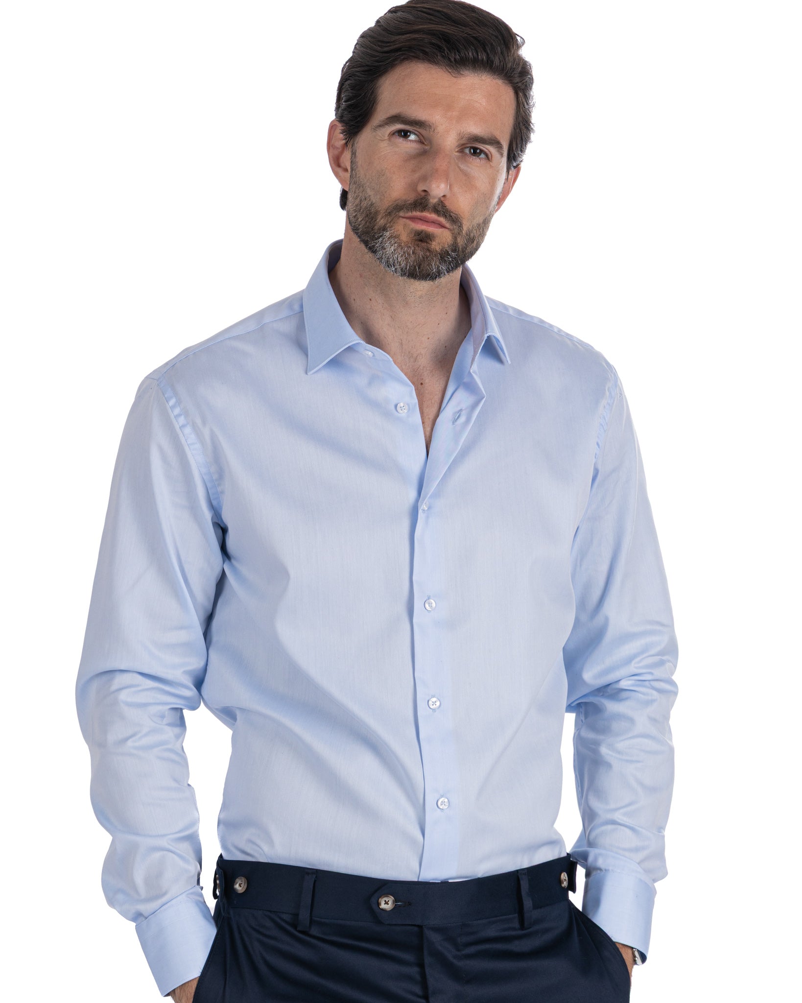 Camisa Desert celeste de sarga de algodón