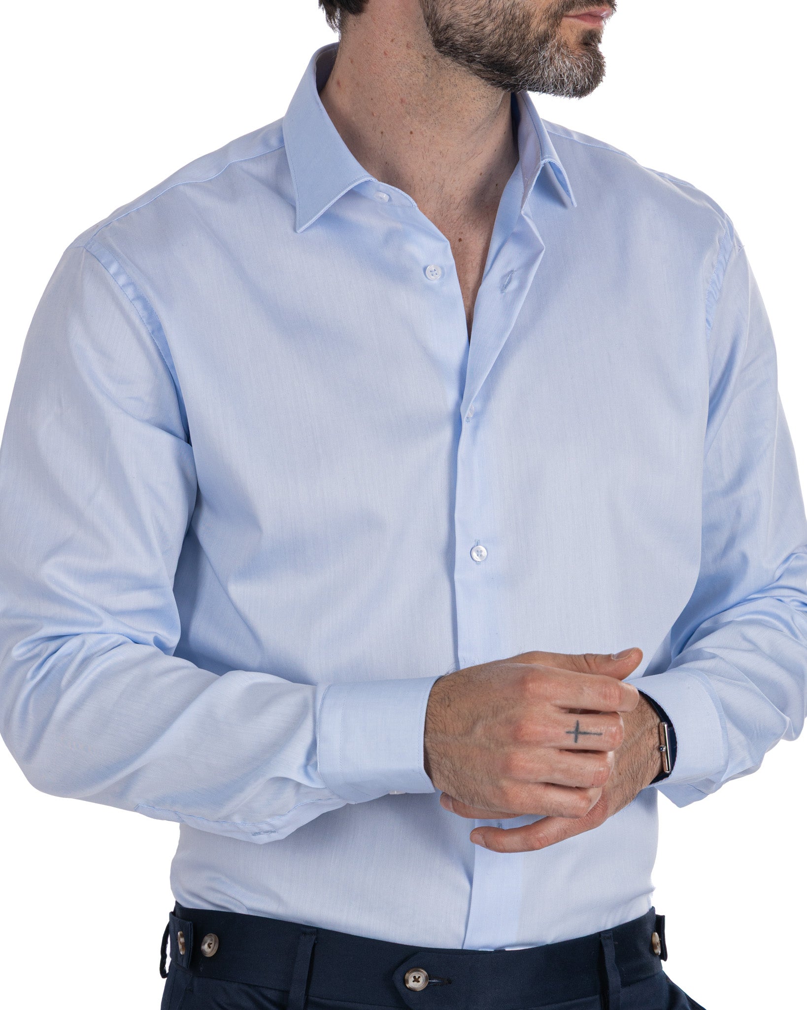 Camisa Desert celeste de sarga de algodón