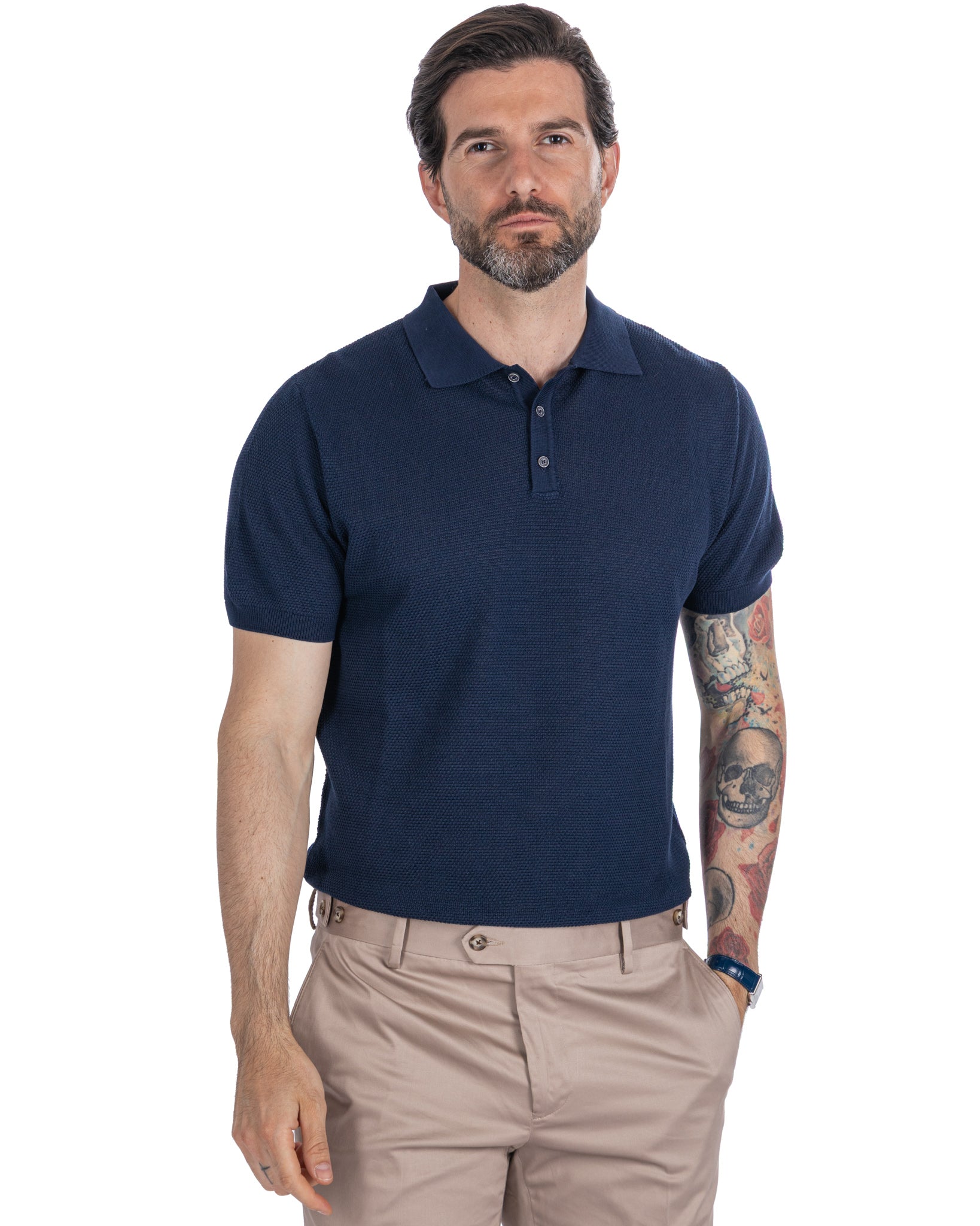 Rod - polo de piqué nido de abeja azul