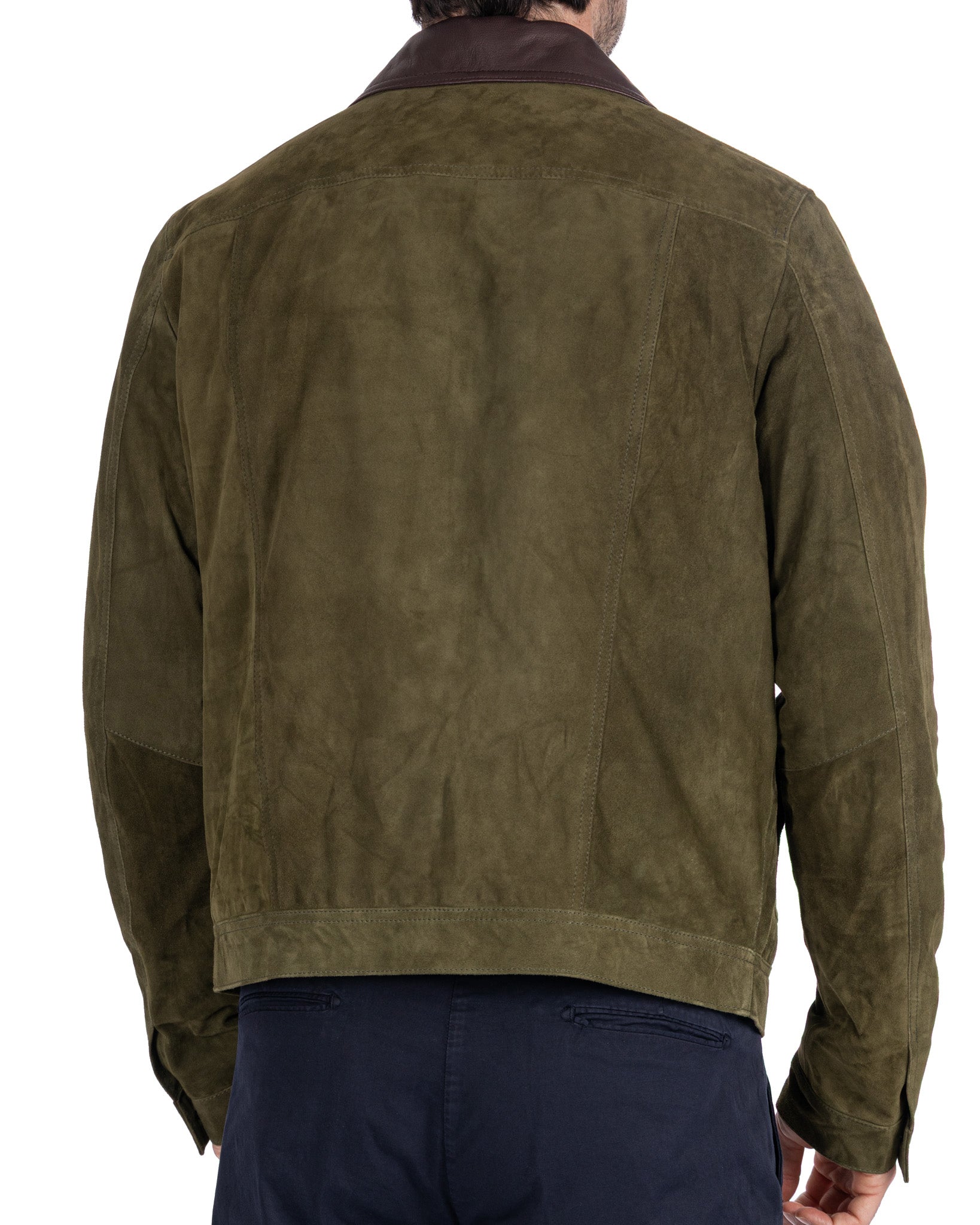 Chaqueta de ante verde con botones