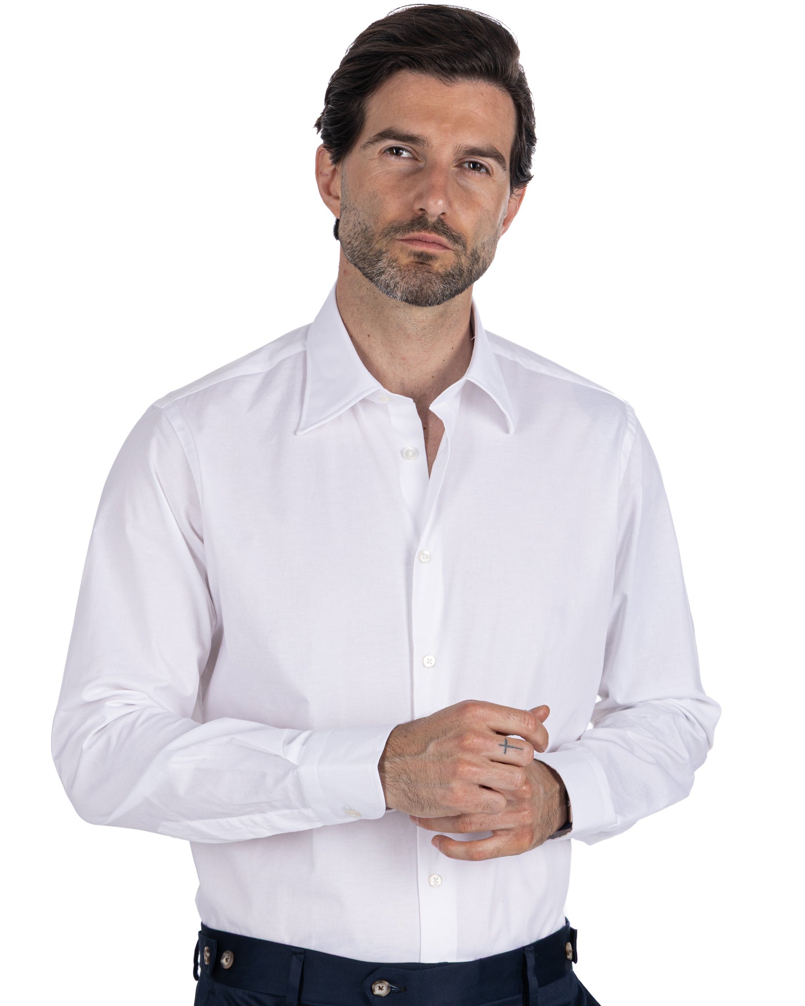 Camisa Heckler blanca en popelín de algodón