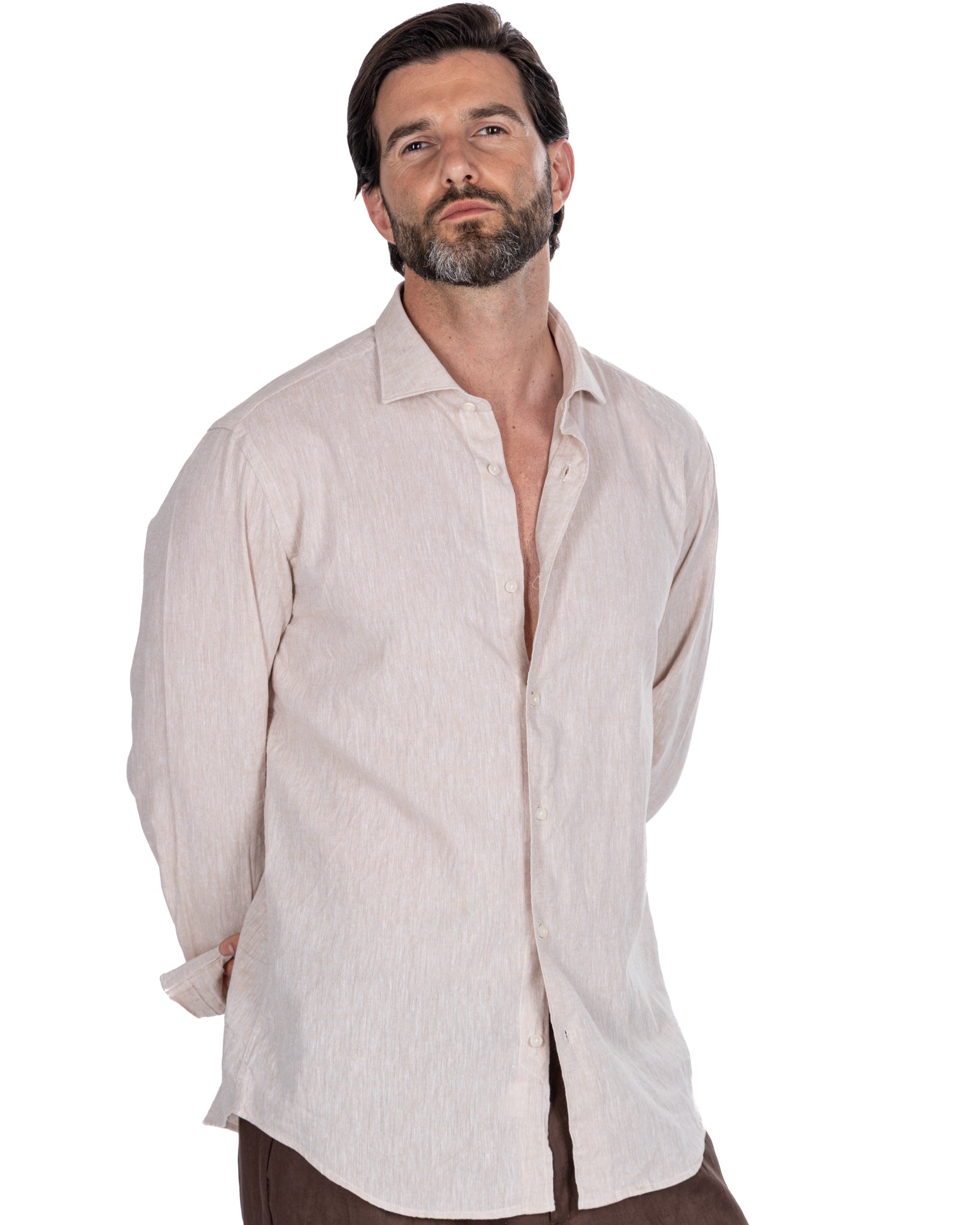 Rennes shirt in beige linen and cotton