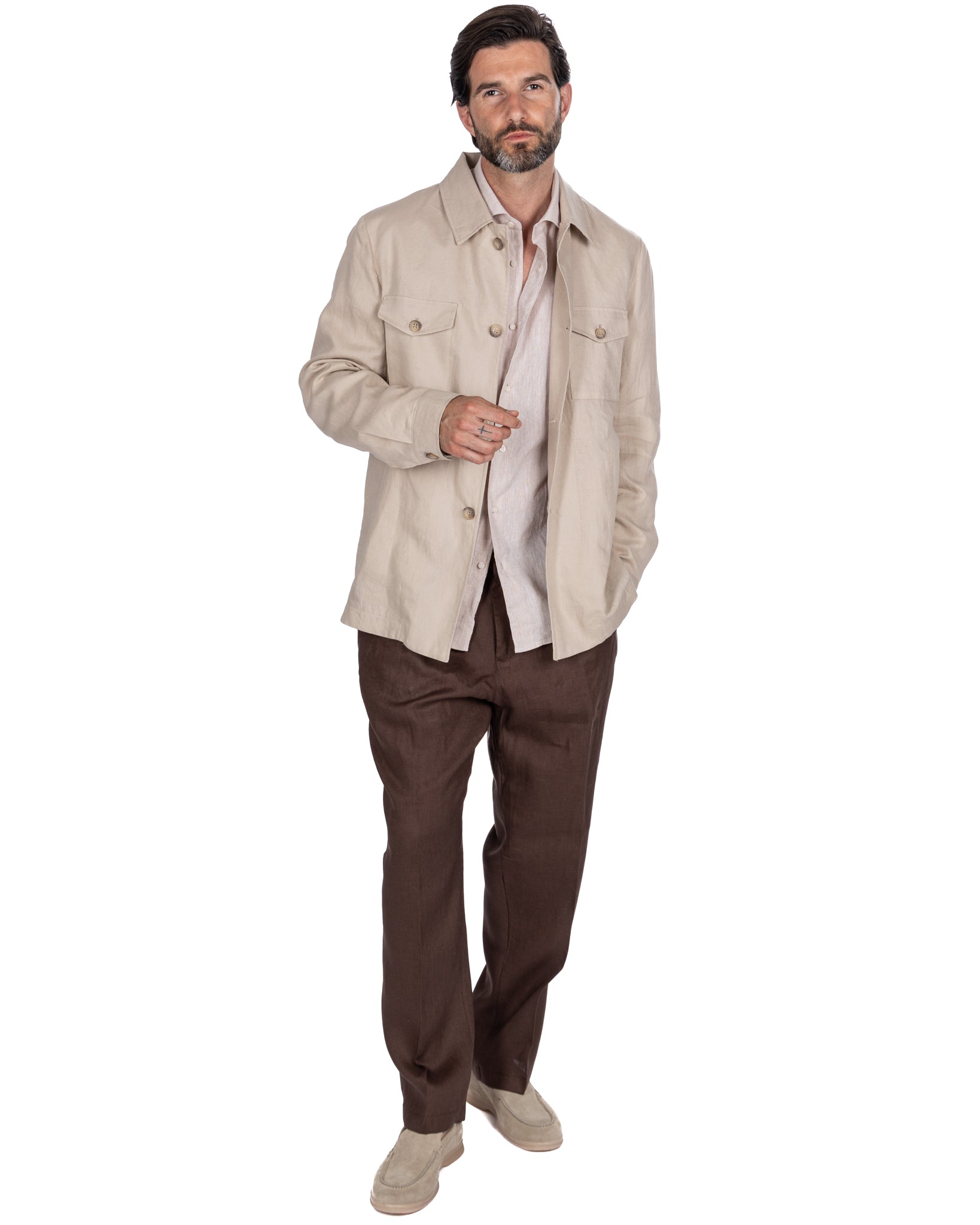 Rennes shirt in beige linen and cotton